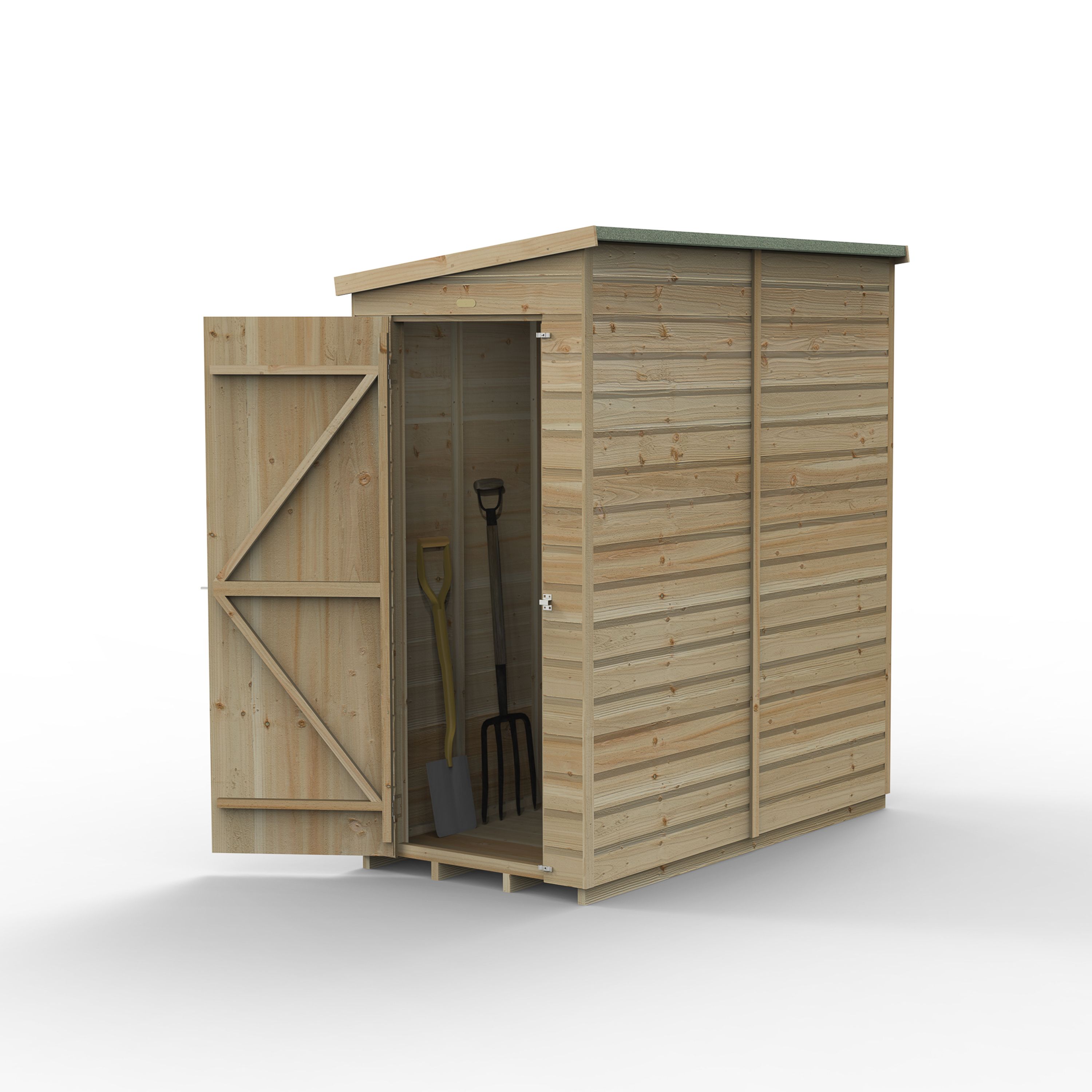 Forest Garden Beckwood 6x3 ft Pent Natural timber Wooden Shed with floor (Base included)