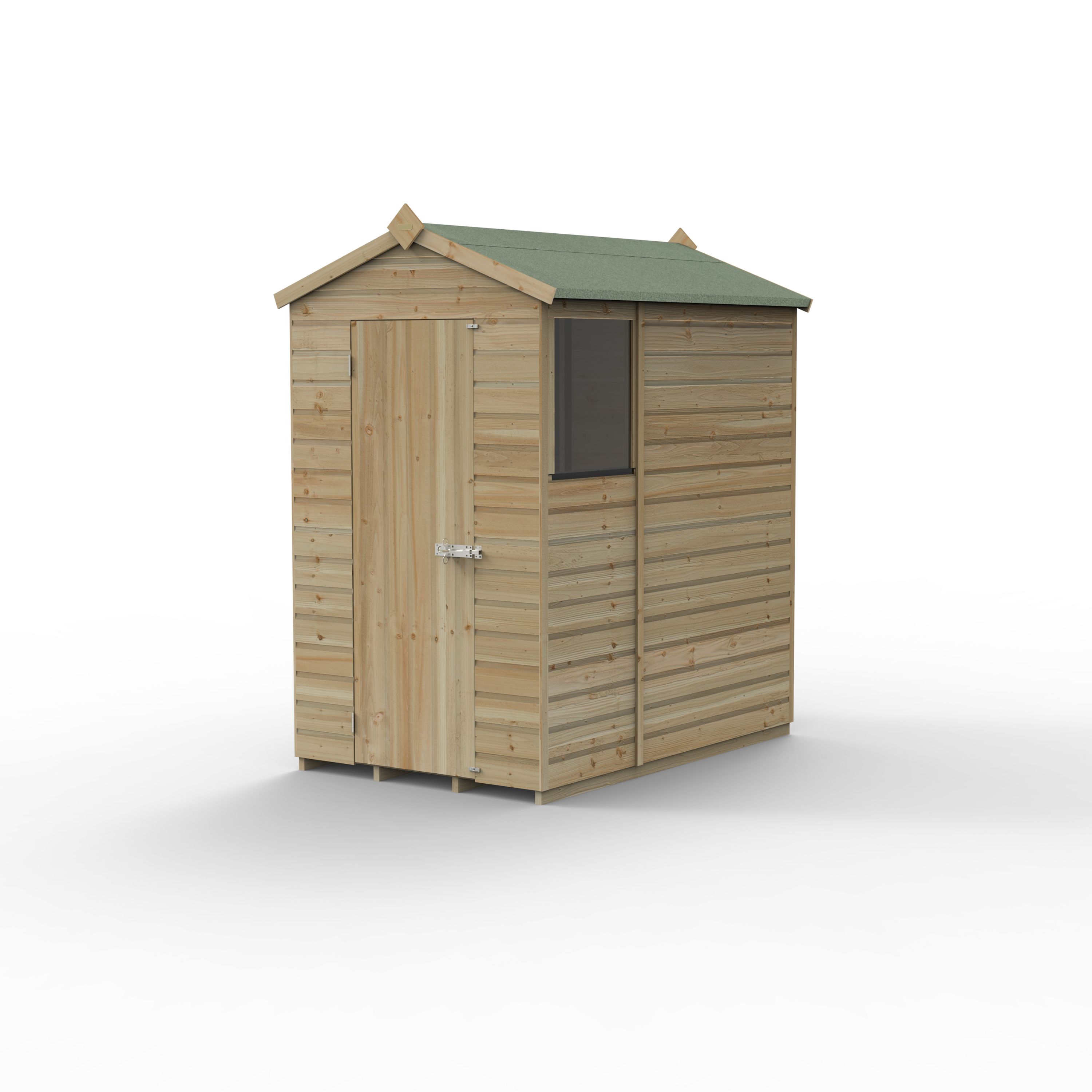 Forest Garden Beckwood 6x4 ft Apex Natural timber Wooden Shed with floor & 1 window (Base included) - Assembly not required