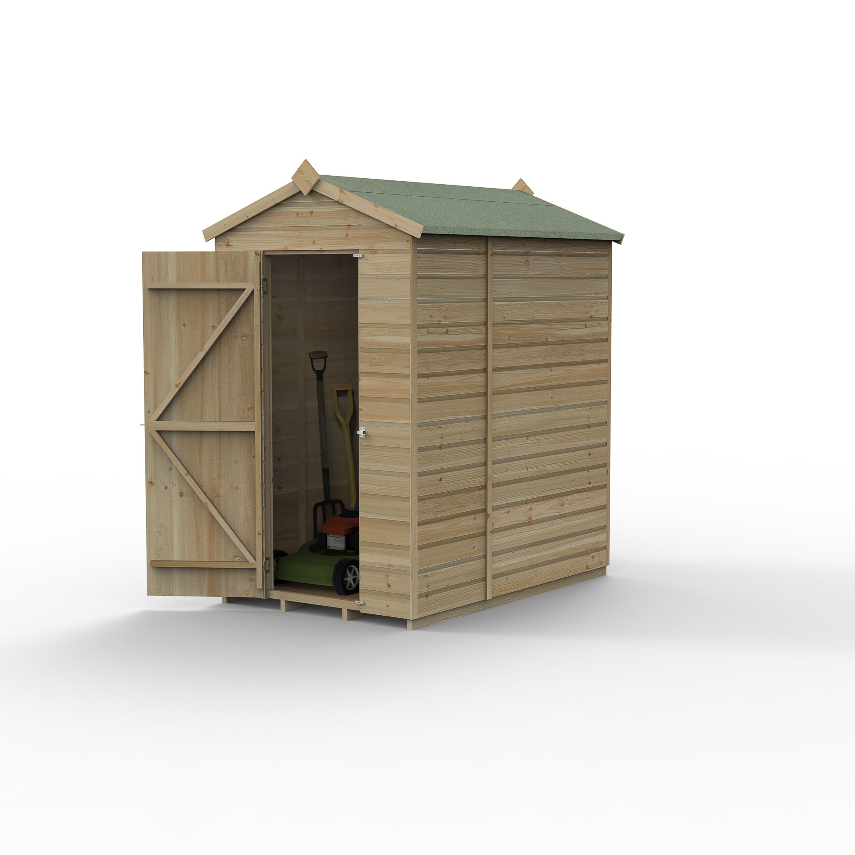 Forest Garden Beckwood 6x4 ft Apex Natural timber Wooden Shed with floor (Base included)