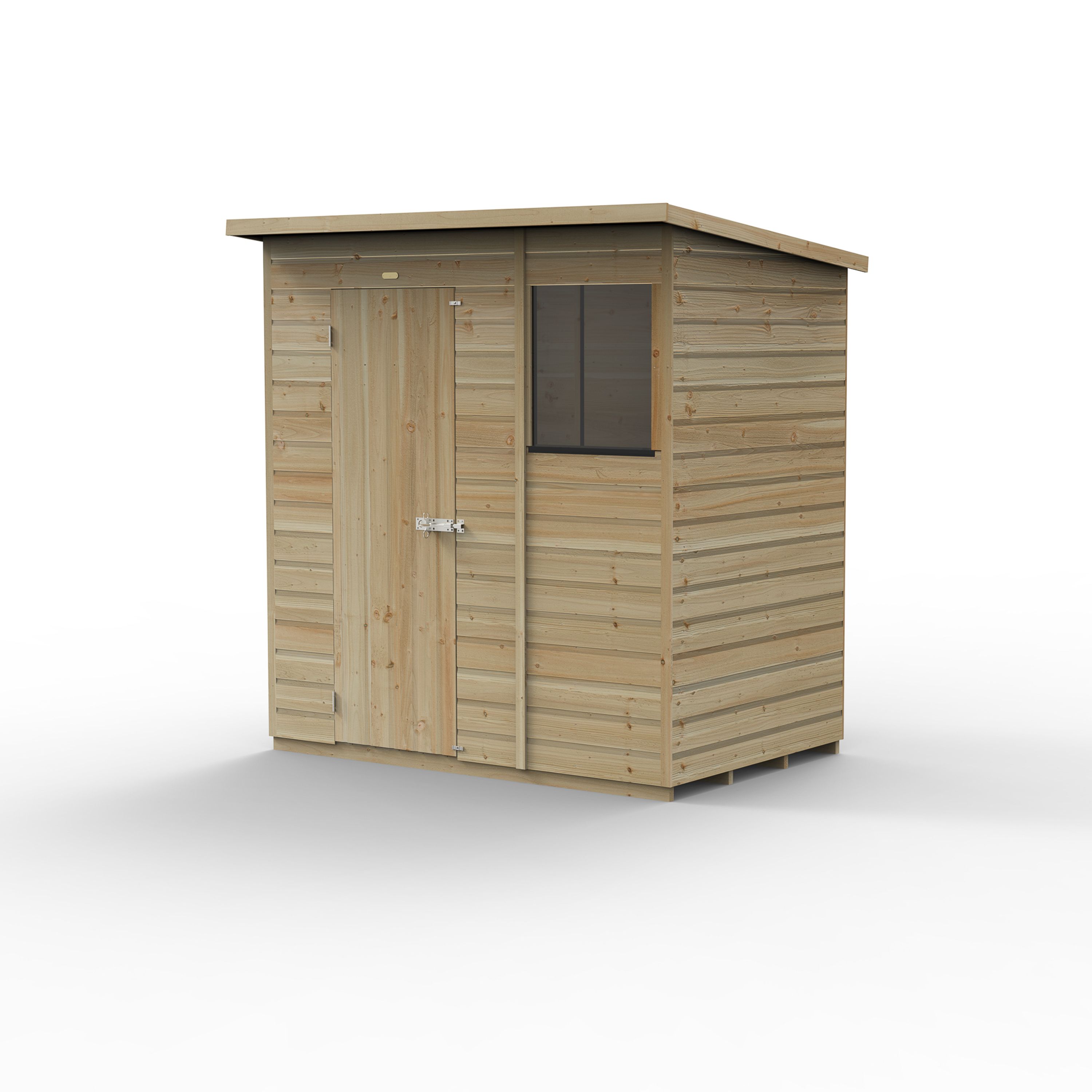 Forest Garden Beckwood 6x4 ft Pent Natural timber Wooden Shed with floor & 1 window - Assembly not required