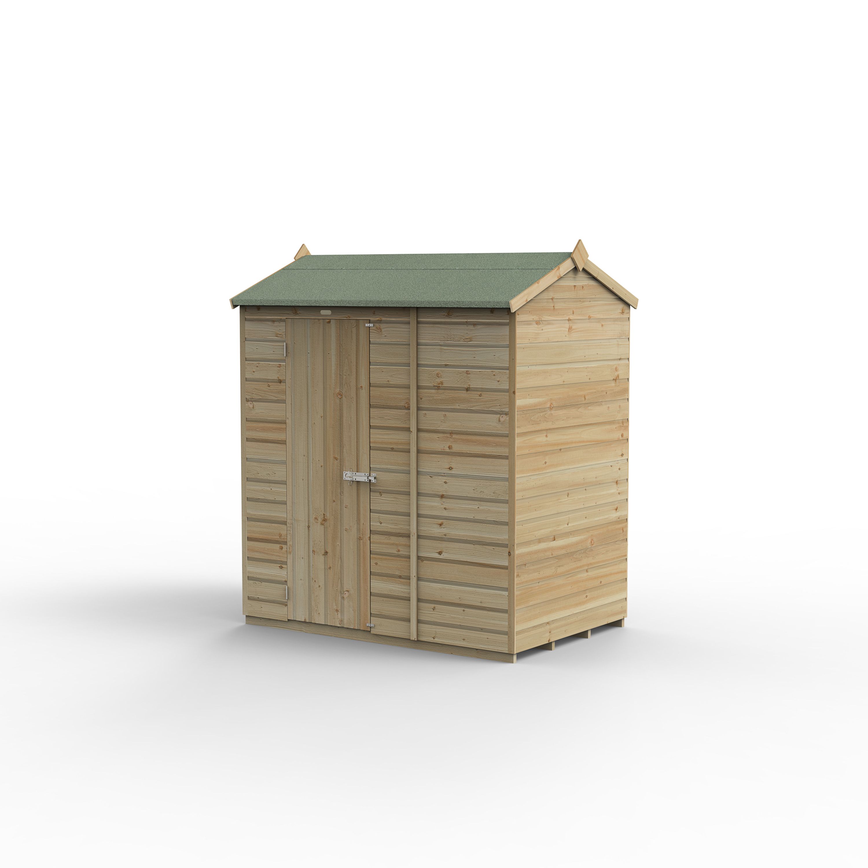 Forest Garden Beckwood 6x4 ft Reverse apex Natural timber Wooden Shed with floor (Base included) - Assembly not required