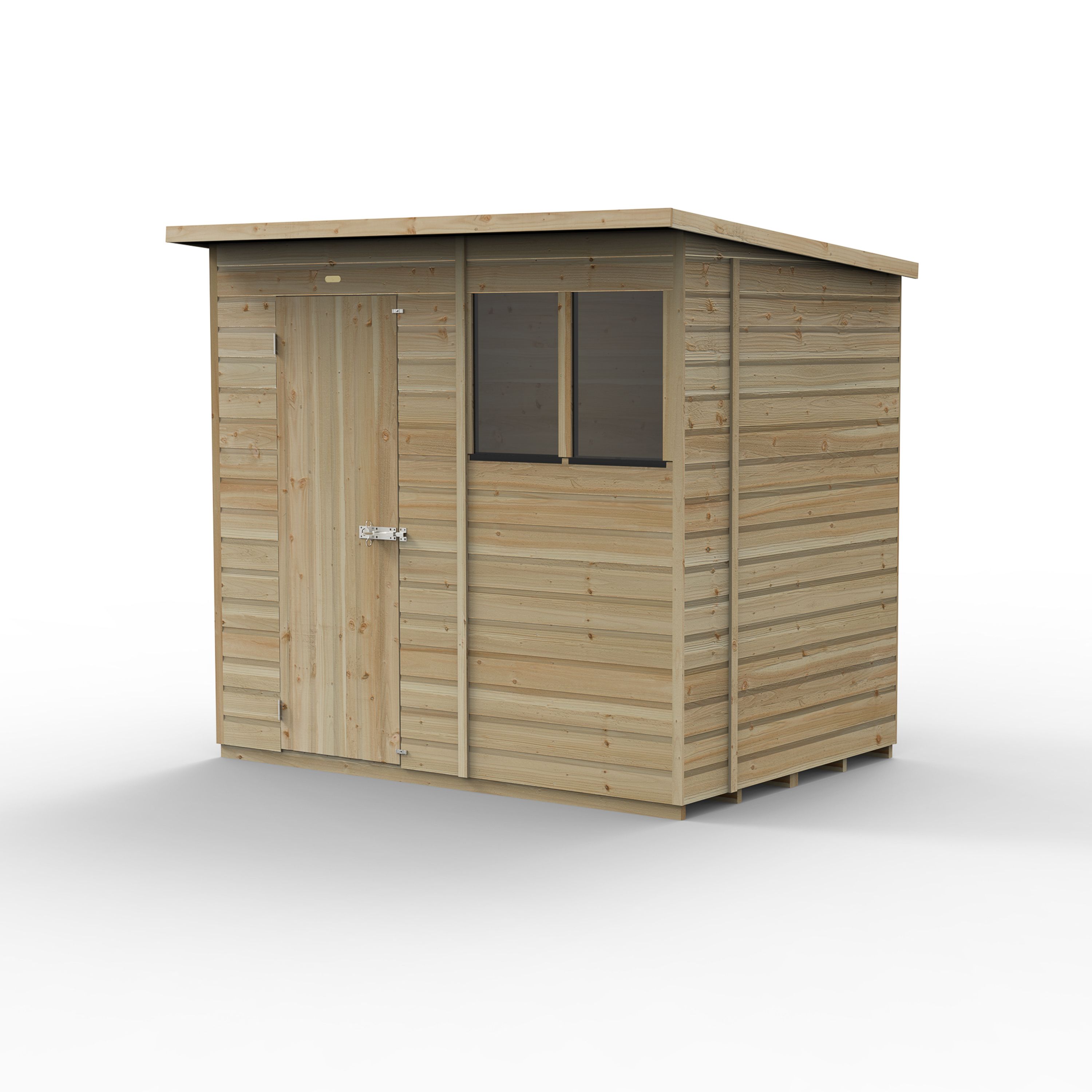 Forest Garden Beckwood 7x5 ft Pent Natural timber Wooden Shed with floor & 2 windows - Assembly not required