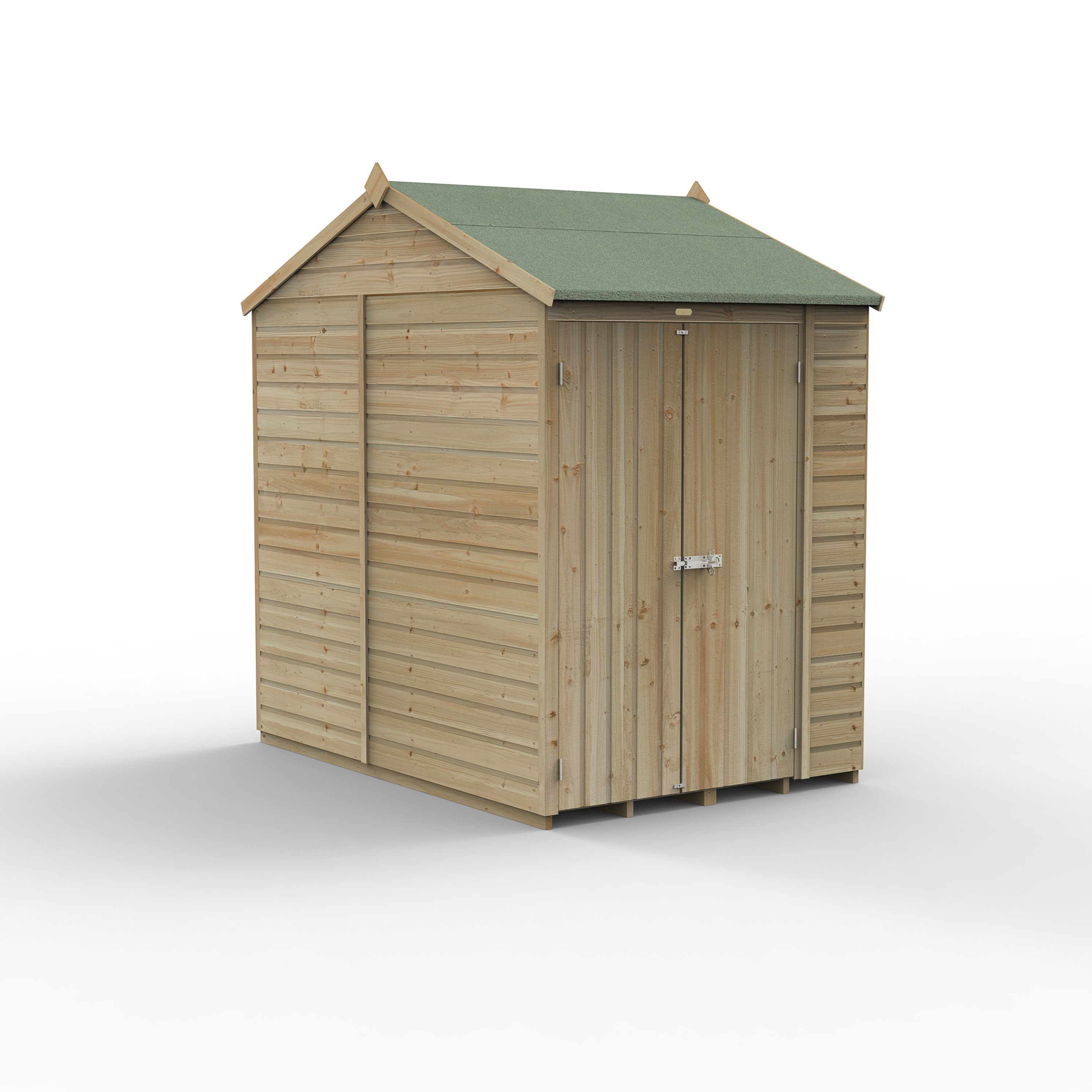 Forest Garden Beckwood 7x5 ft Reverse apex Natural timber Wooden 2 door Shed with floor - Assembly not required