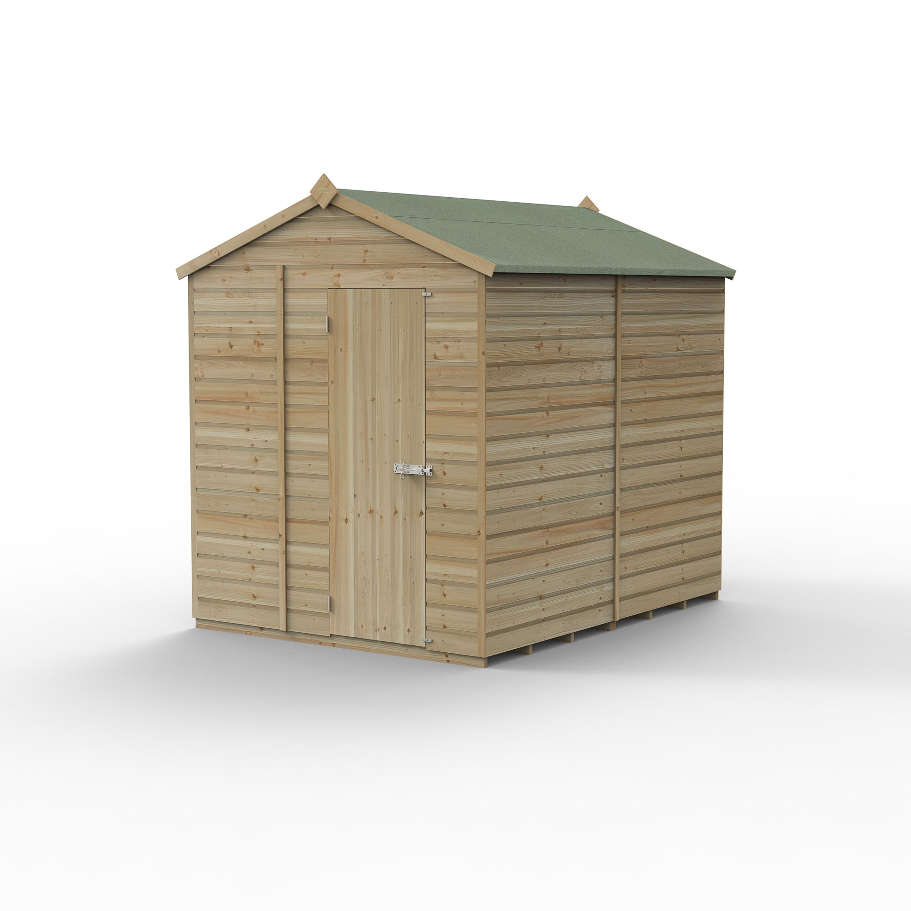 Forest Garden Beckwood 8x6 ft Apex Natural timber Wooden Shed with floor - Assembly not required