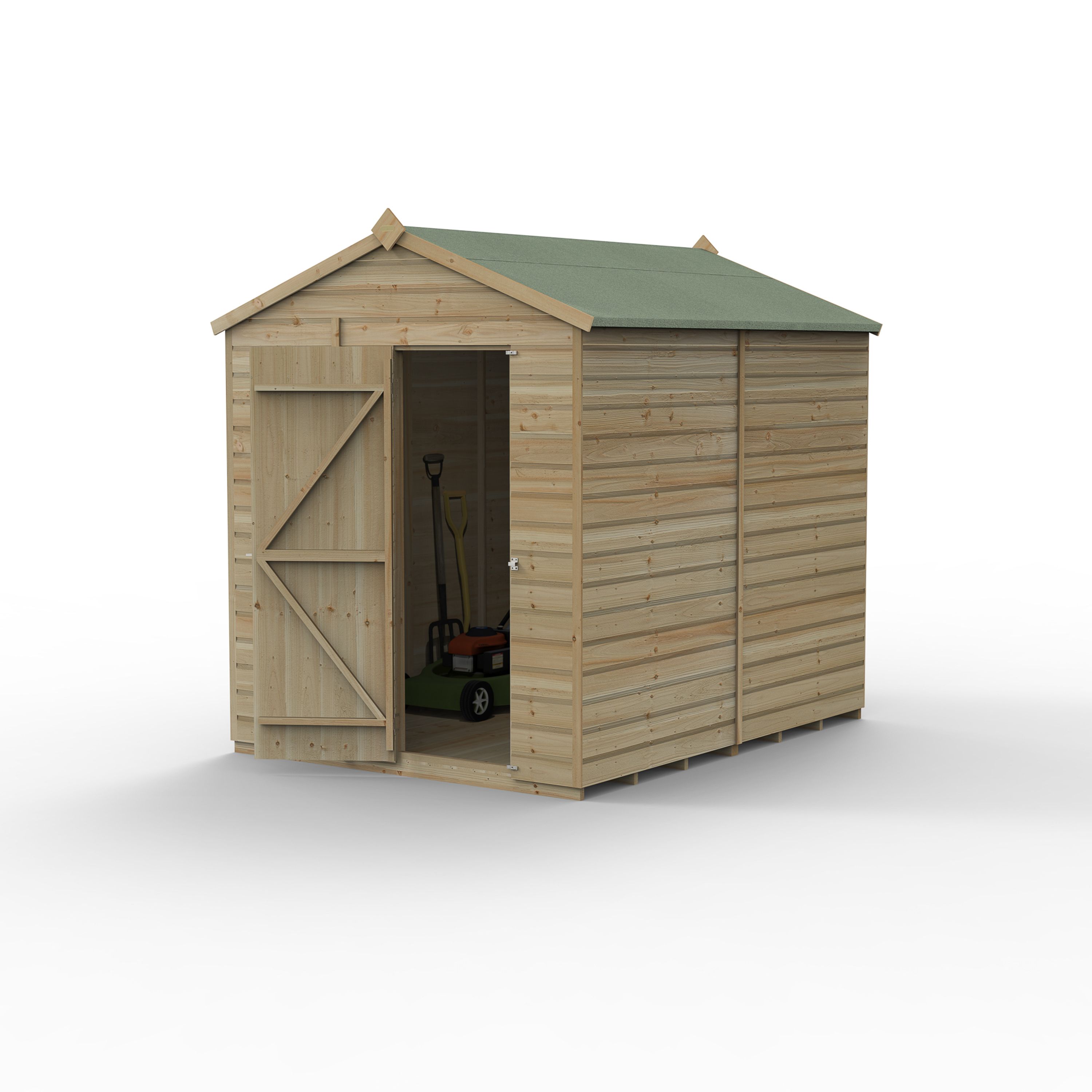 Forest Garden Beckwood 8x6 ft Apex Natural timber Wooden Shed with floor (Base included) - Assembly not required