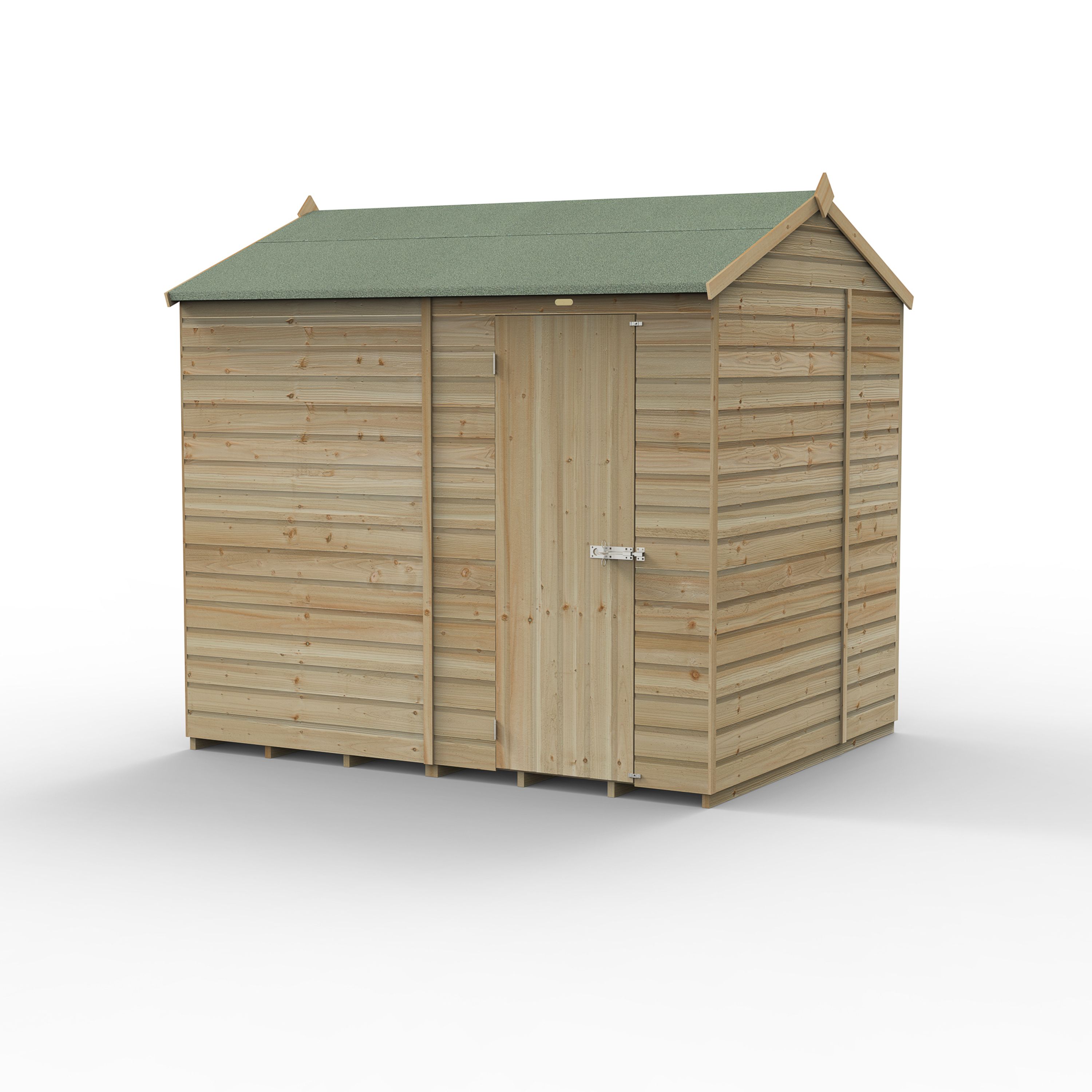 Forest Garden Beckwood 8x6 ft Reverse apex Natural timber Wooden Shed with floor - Assembly not required