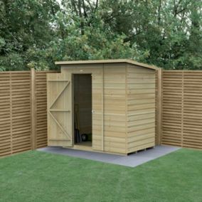 Forest Garden Beckwood Shiplap 6x4 ft Pent Natural timber Wooden Pressure treated Shed with floor - Assembly service included