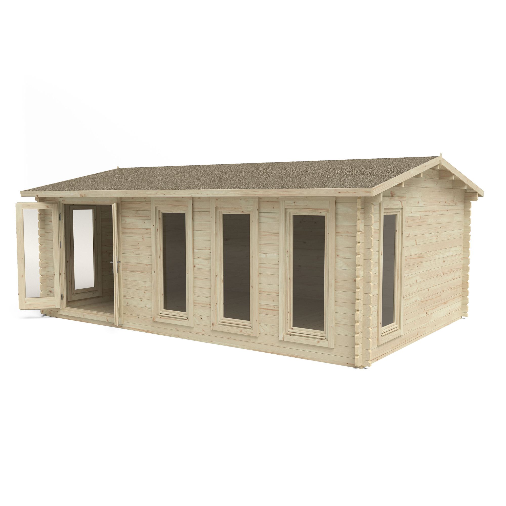 Forest Garden Blakedown 6x4 ft Toughened glass with Double door Pent Solid wood Cabin