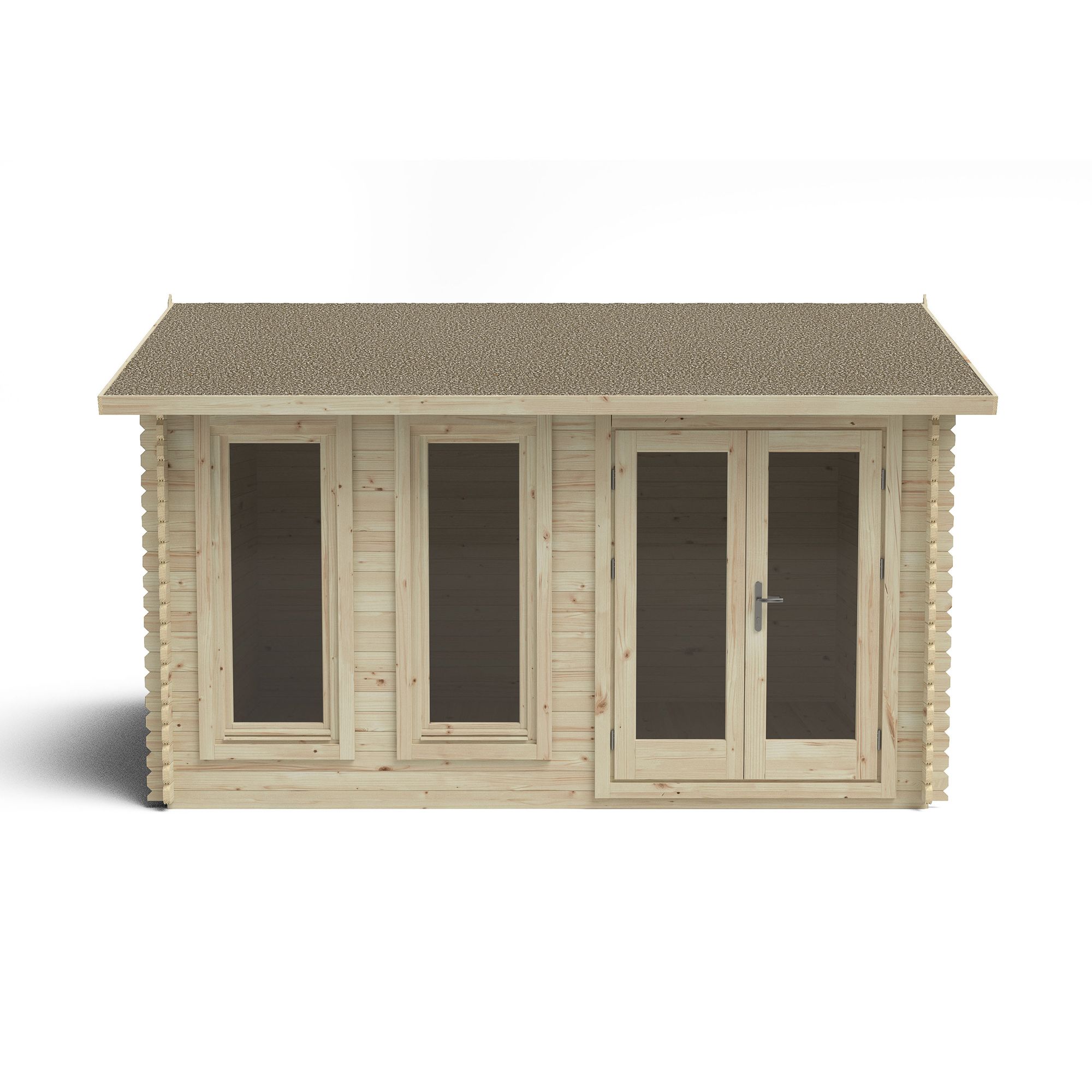 Forest Garden Chiltern 4x3 ft Toughened glass with Double door Pent Solid wood Cabin