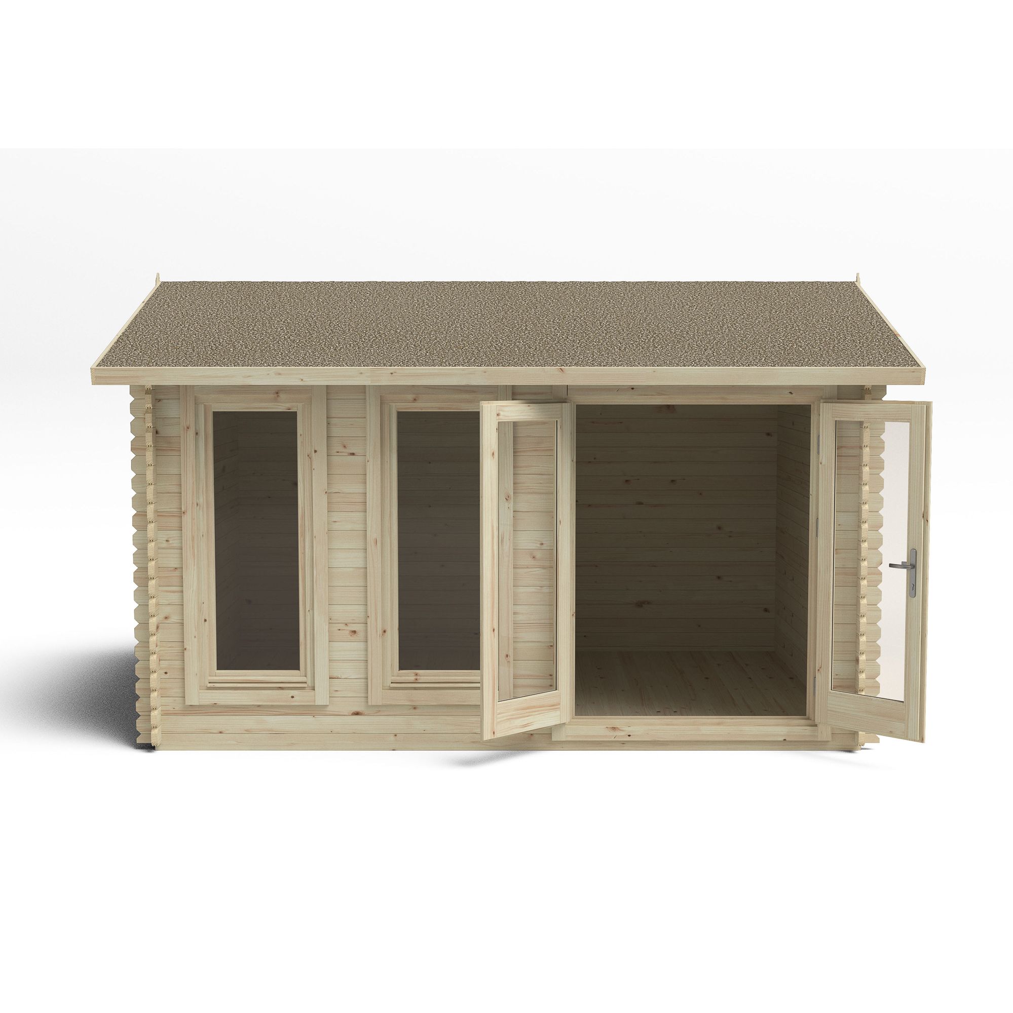 Forest Garden Chiltern 4x3 ft Toughened glass with Double door Pent Solid wood Cabin