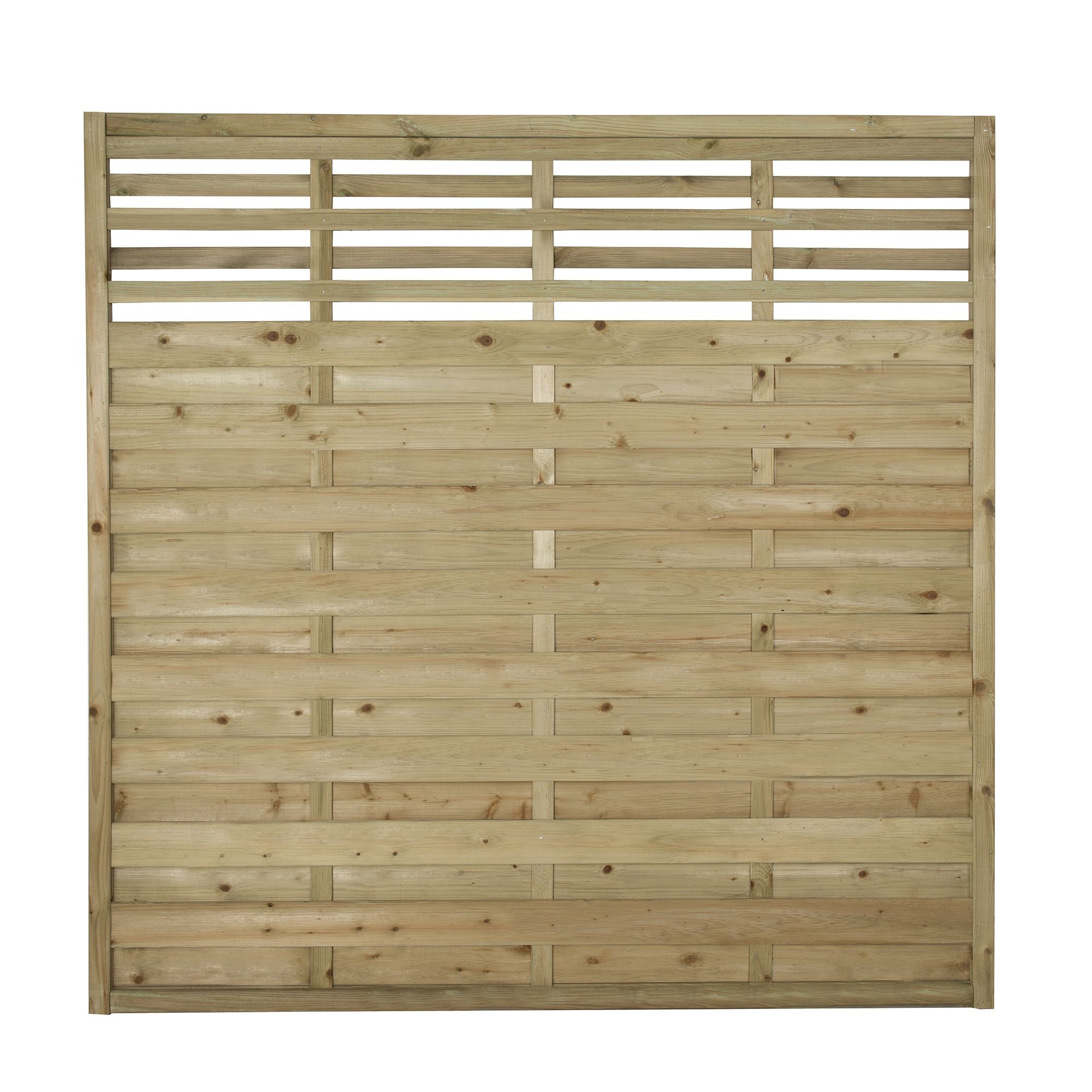 Forest Garden Contemporary Slatted Pressure treated Wooden Fence panel (W)1.8m (H)1.8m, Pack of 10