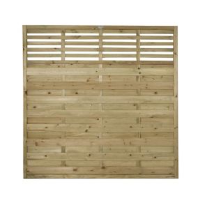 Forest Garden Contemporary Slatted Pressure treated Wooden Fence panel (W)1.8m (H)1.8m, Pack of 4
