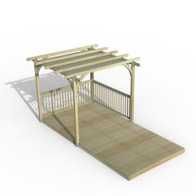 Forest Garden Grey Pergola & decking kit, x4 Post x2 Balustrade (H) 2.5m x (W) 5.2m - Canopy included