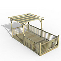 Forest Garden Grey Pergola & decking kit, x4 Post x5 Balustrade (H) 2.5m x (W) 5.2m - Canopy included