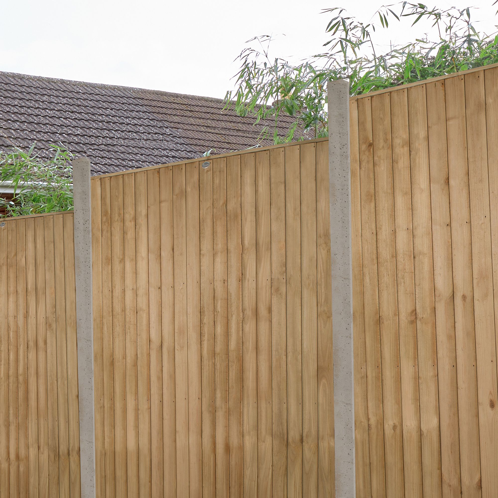 Forest Garden Grey Slotted Rectangular Concrete Fence post (H)1.52m (W)104mm