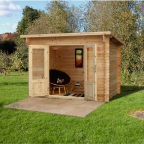 Forest Garden Harwood 2x3 ft Toughened glass with Double door Pent Solid wood Cabin