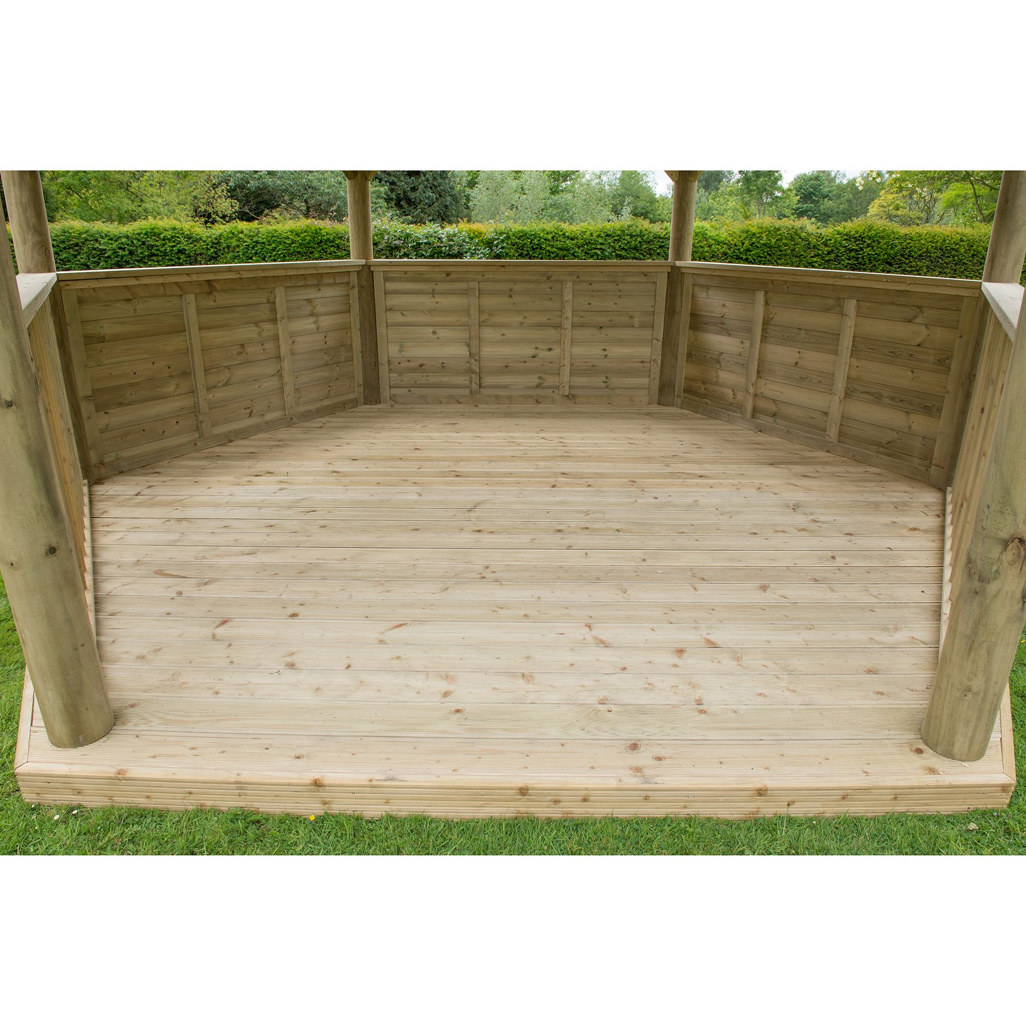 Forest Garden Hexagonal Gazebo with Cedar roof, (W)4.9m (D)4.24m with Floor included