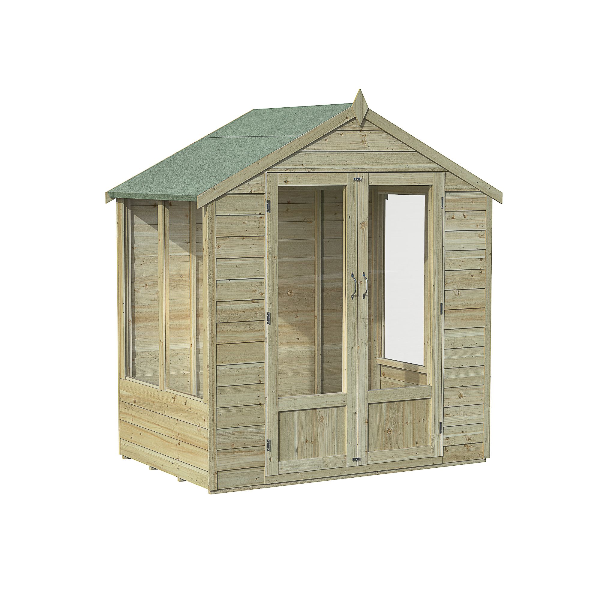 Forest Garden Oakley 6x4 ft with Double door & 4 windows Apex Solid wood Summer house