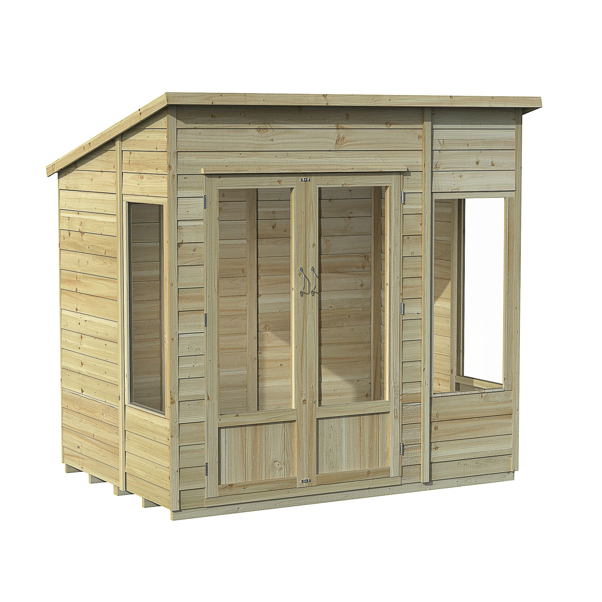 Forest Garden Oakley 7x5 ft with Double door & 3 windows Pent Solid wood Summer house