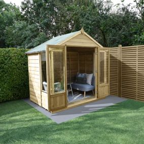Forest Garden Oakley 7x5 ft with Double door & 4 windows Apex Solid wood Summer house (Base included)