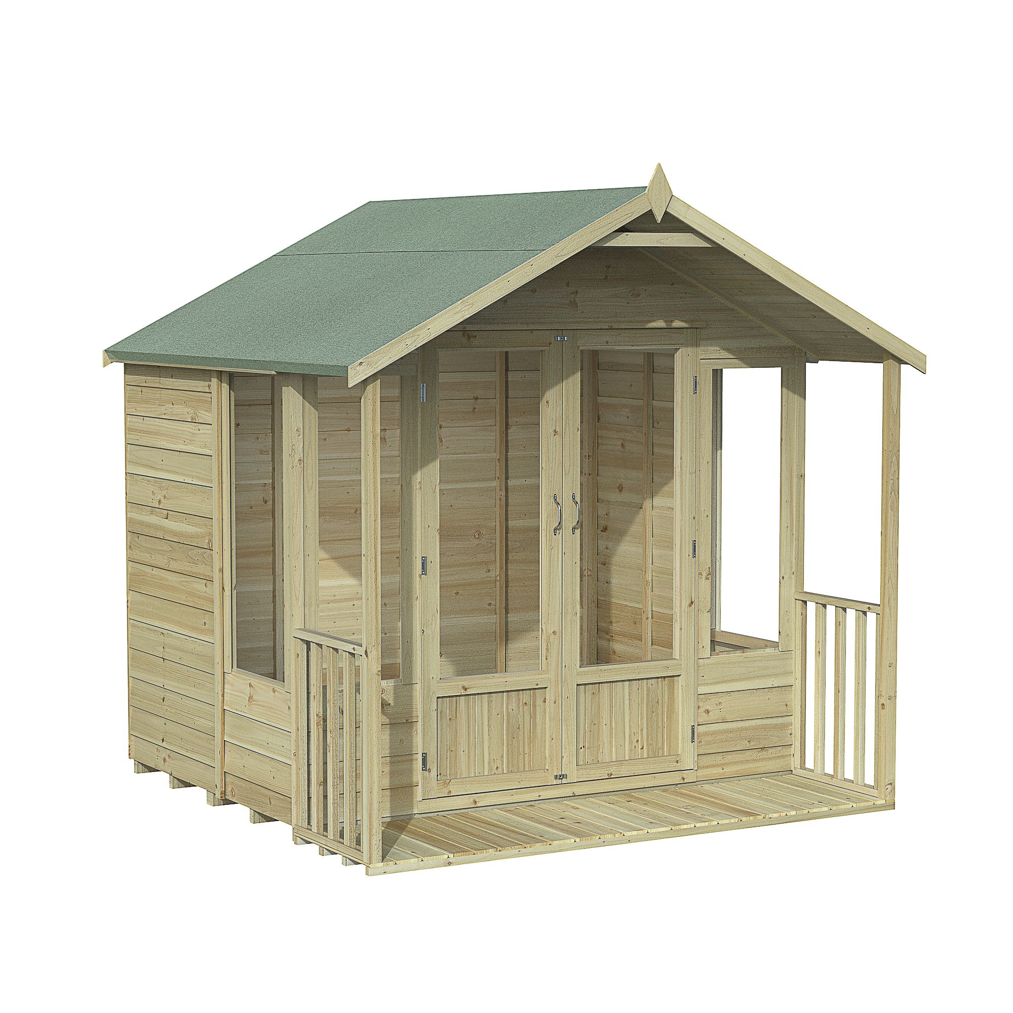 Forest Garden Oakley 7x7 ft with Double door & 4 windows Apex Solid wood Summer house (Base included)