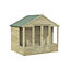 Forest Garden Oakley 8x6 ft with Double door & 4 windows Apex Solid wood Summer house (Base included)