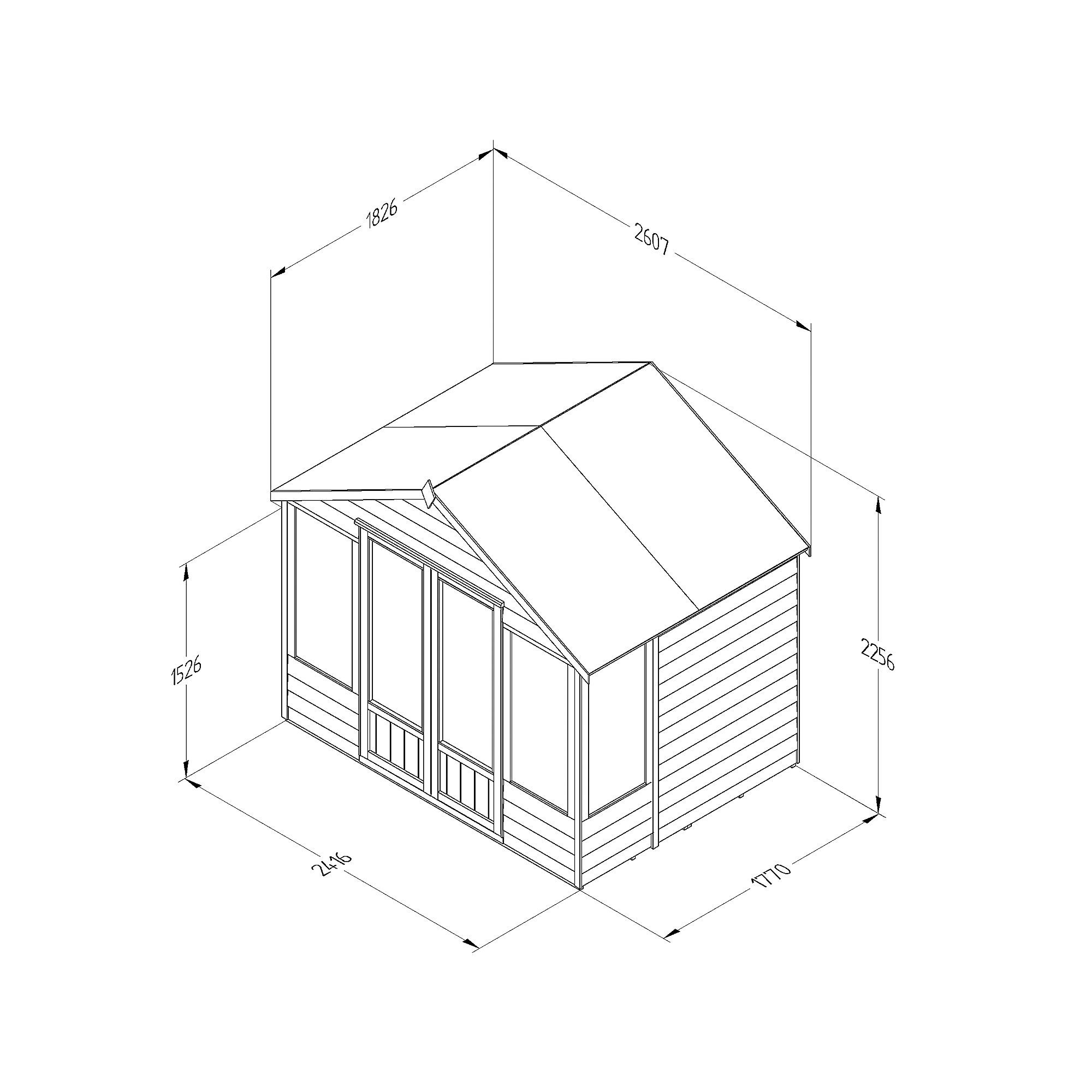 Forest Garden Oakley 8x6 ft with Double door & 4 windows Apex Solid wood Summer house