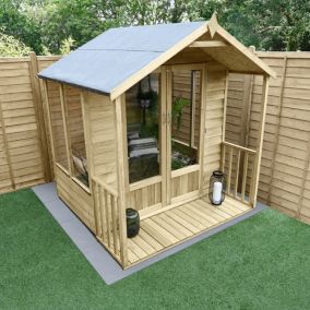 Forest Garden Oakley with Double door & 4 windows Apex Solid wood Summer house (Base included)