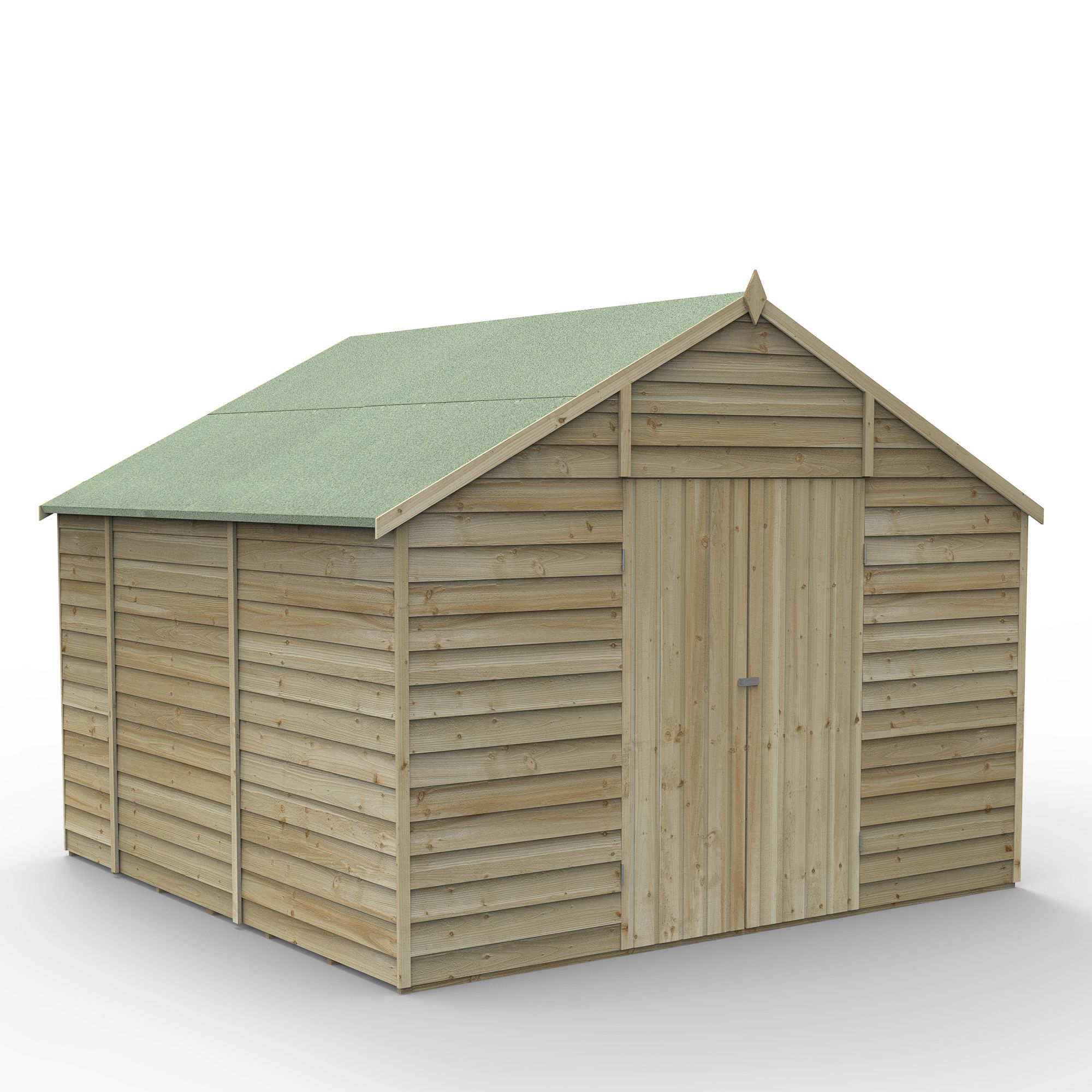 Forest Garden Overlap 10x10 ft Apex Wooden 2 door Shed with floor - Assembly service included