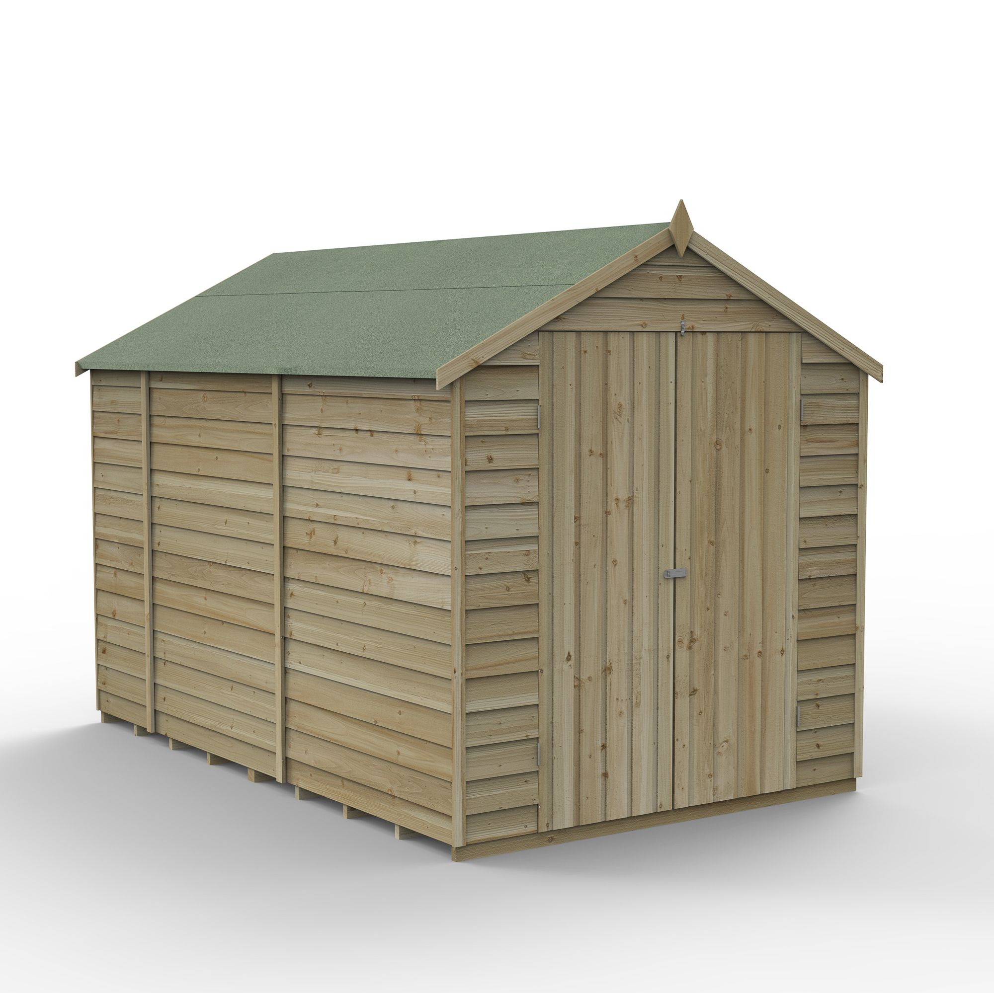 Forest Garden Overlap 10x6 ft Apex Wooden 2 door Shed with floor - Assembly service included