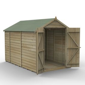 Forest Garden Overlap 10x6 ft Apex Wooden 2 door Shed with floor (Base included) - Assembly service included