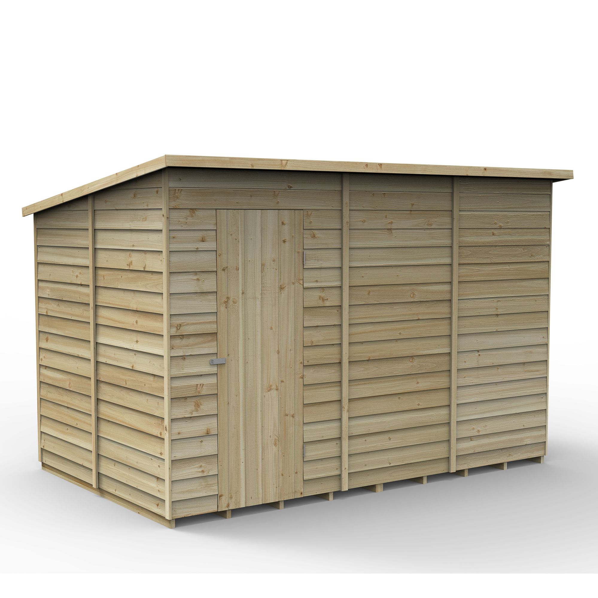 Forest Garden Overlap 10x6 ft Pent Wooden Shed with floor (Base included) - Assembly service included