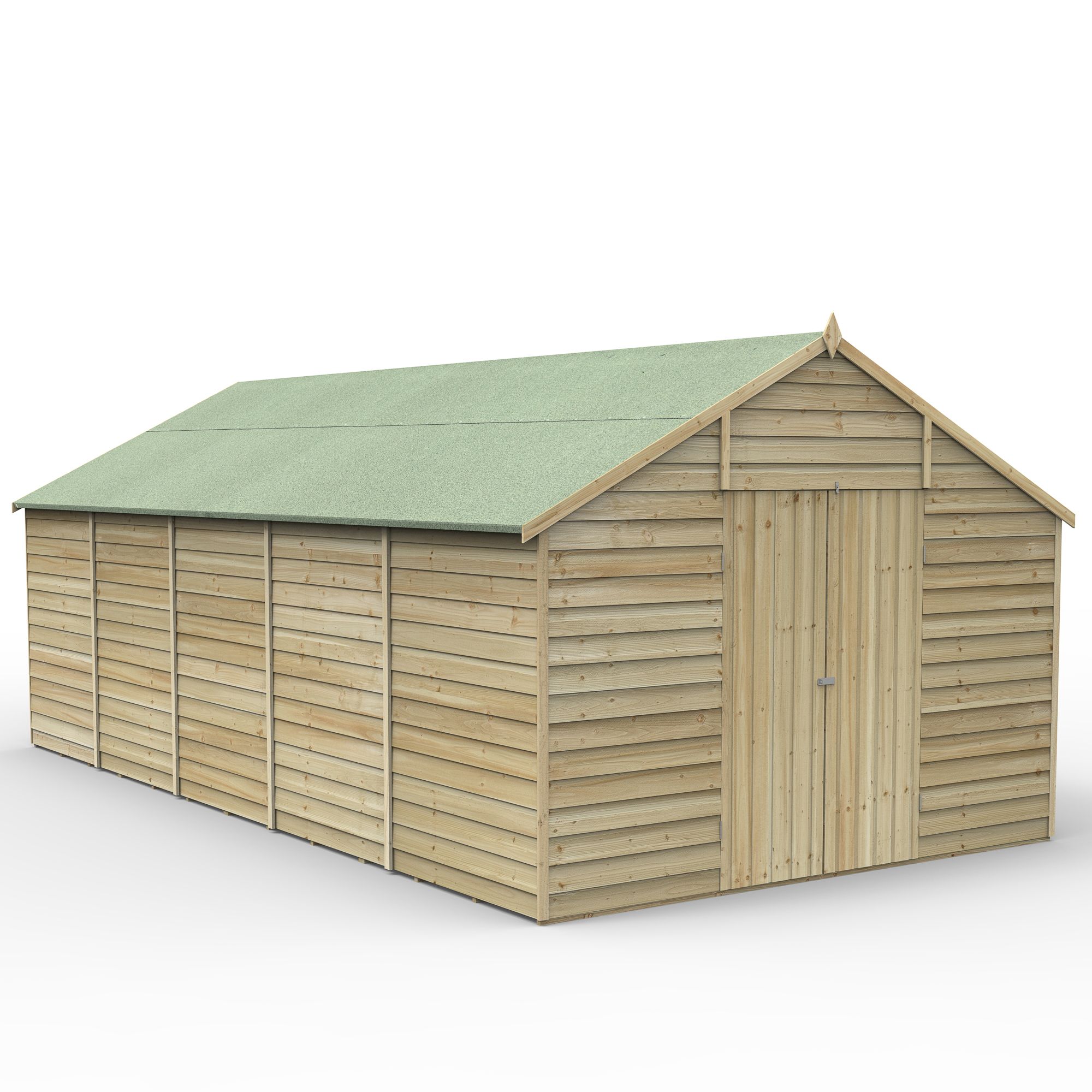 Forest Garden Overlap 20x10 ft Apex Wooden 2 door Shed with floor - Assembly service included