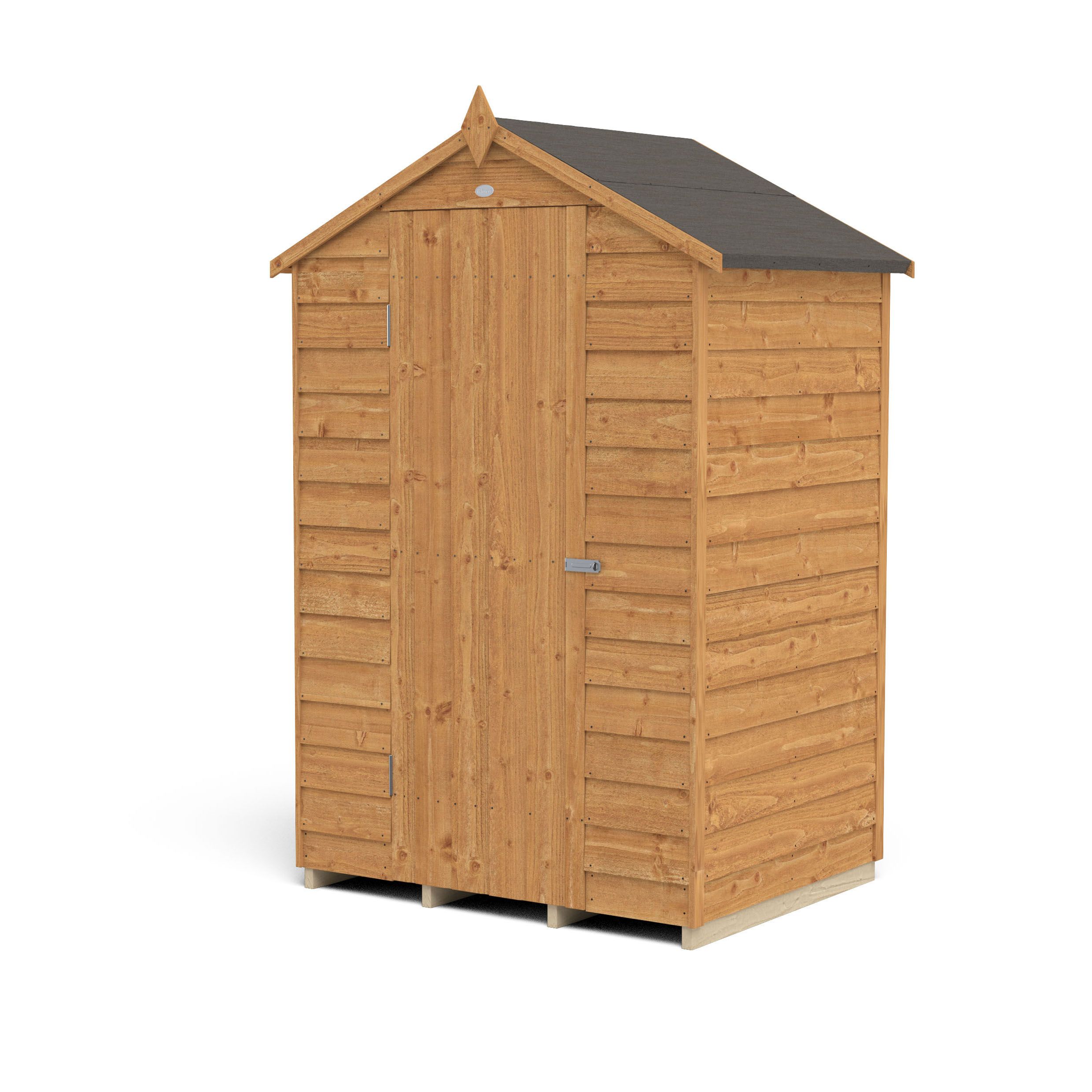 Forest Garden Overlap 4x3 ft Apex Wooden Dip treated Shed with floor - Assembly service included