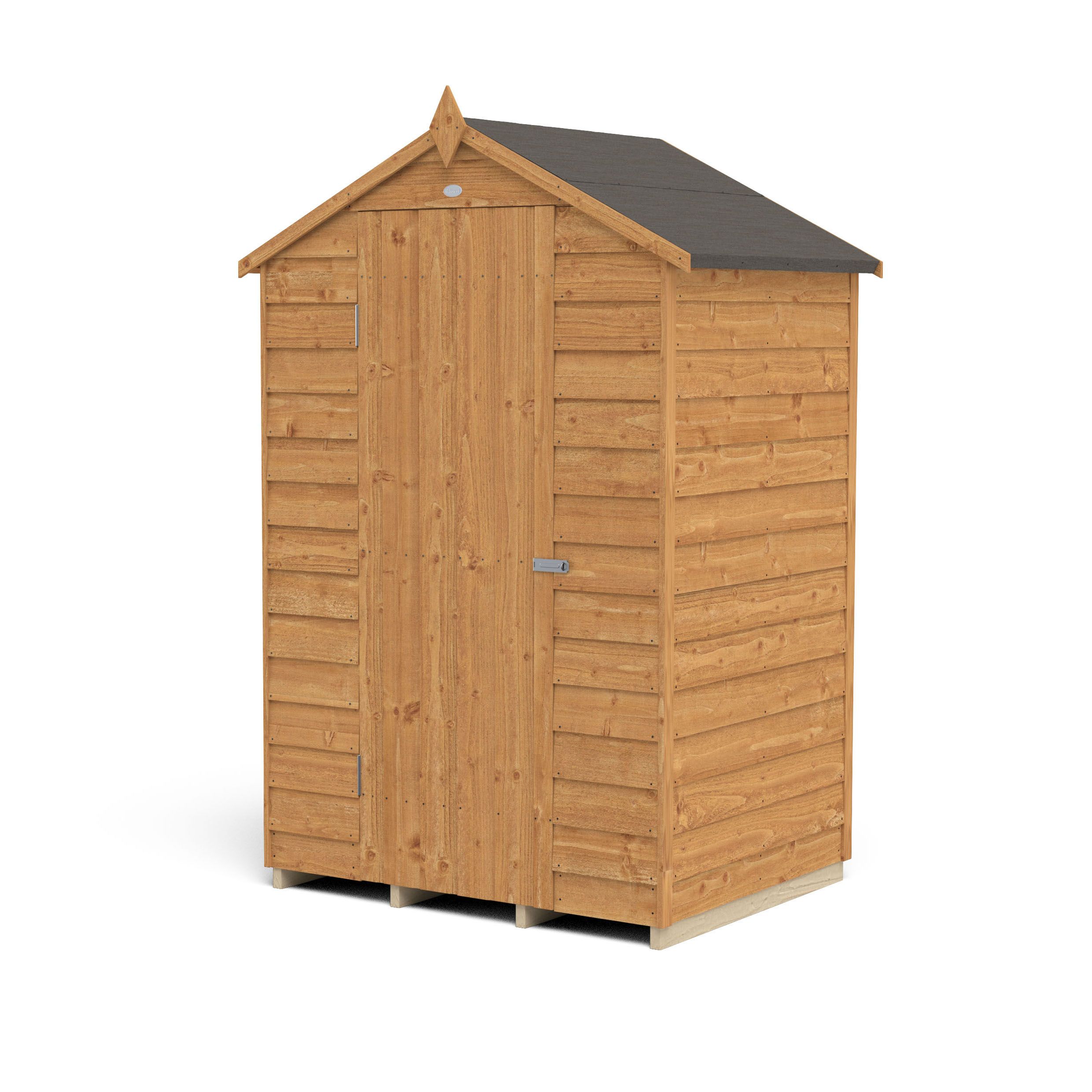 Forest Garden Overlap 4x3 ft Apex Wooden Dip treated Shed with floor (Base included)