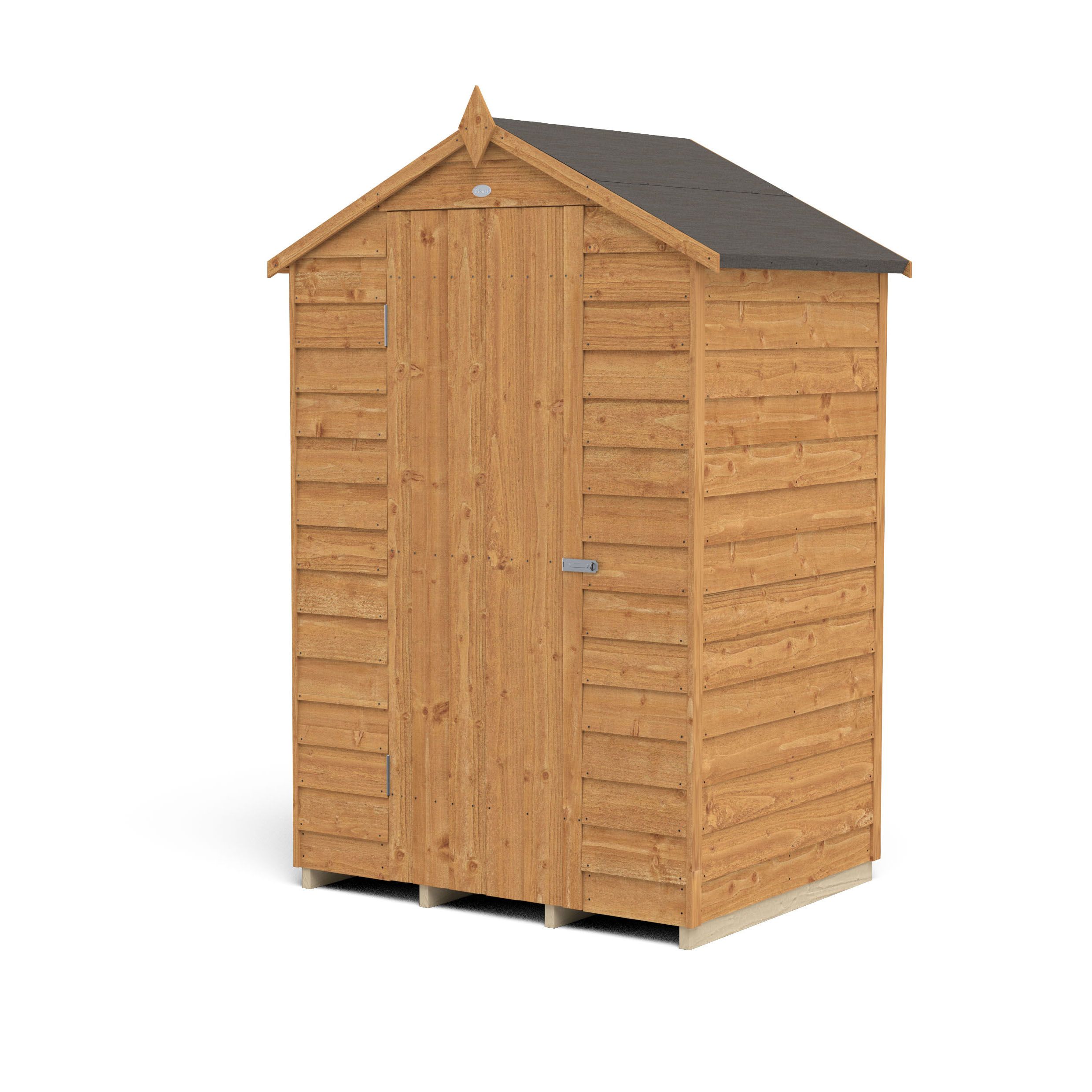 Forest Garden Overlap 4x3 ft Apex Wooden Dip treated Shed with floor