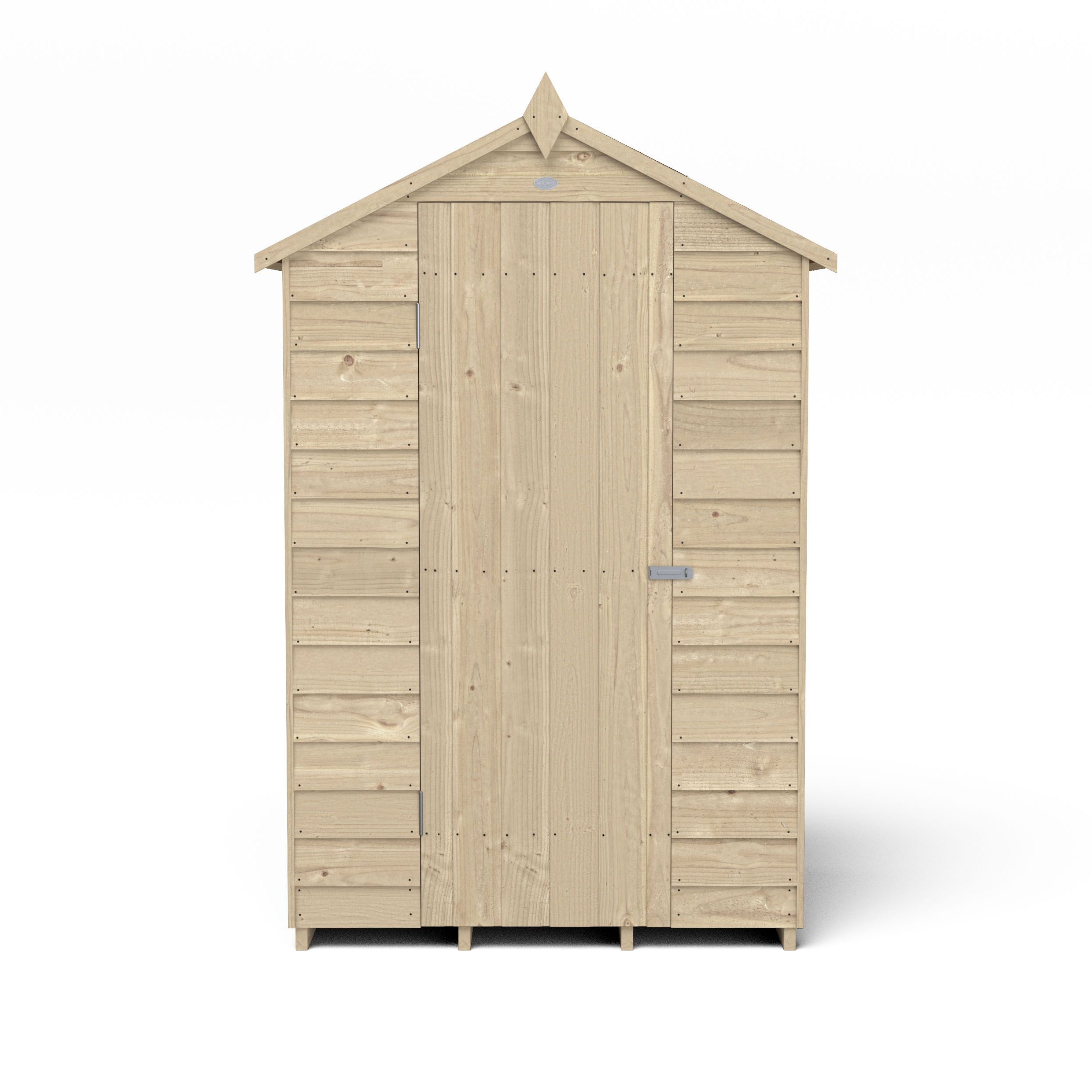 Forest Garden Overlap 4x3 ft Apex Wooden Pressure treated Shed with floor (Base included) - Assembly service included