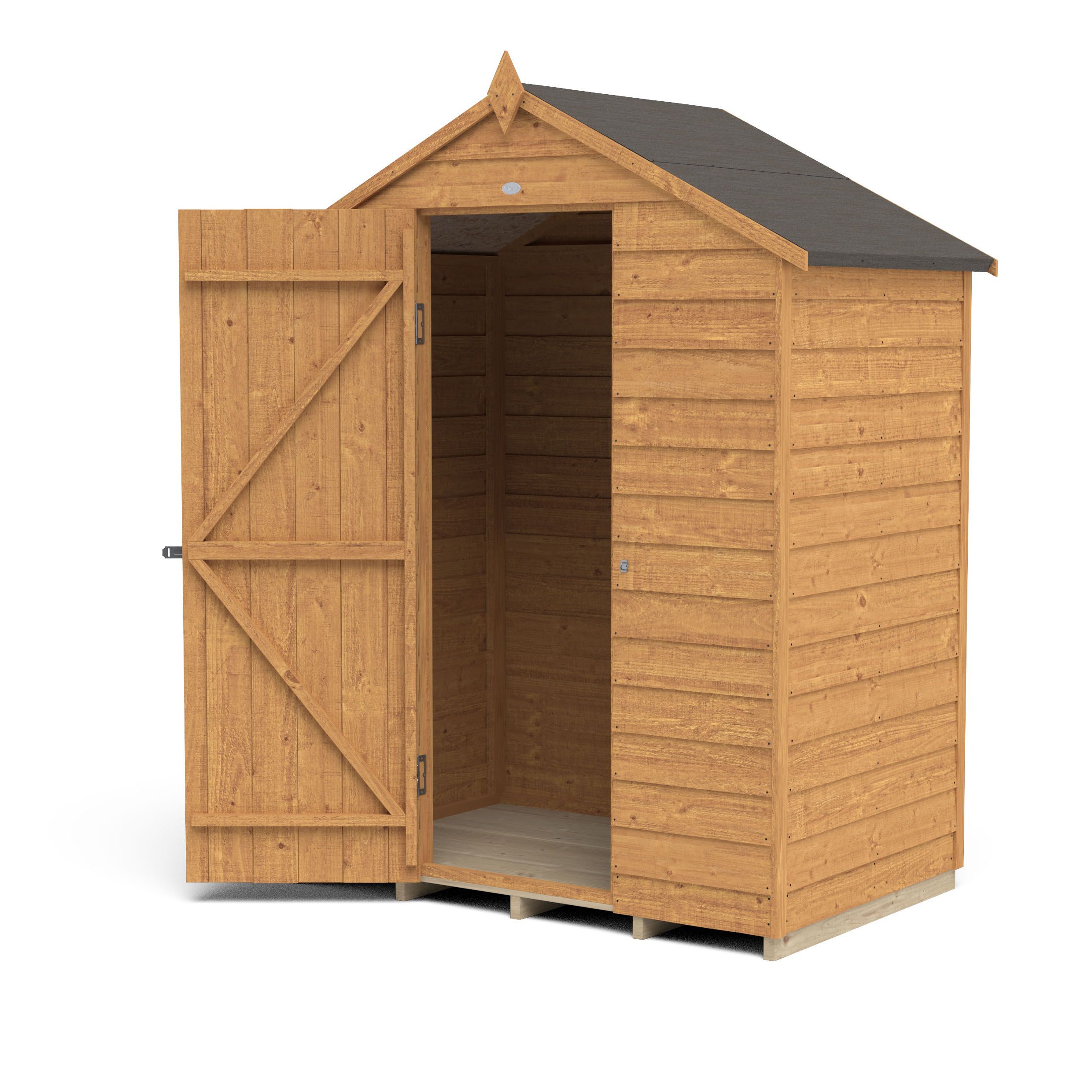 Forest Garden Overlap 5x3 ft Apex Wooden Dip treated Shed with floor - Assembly service included