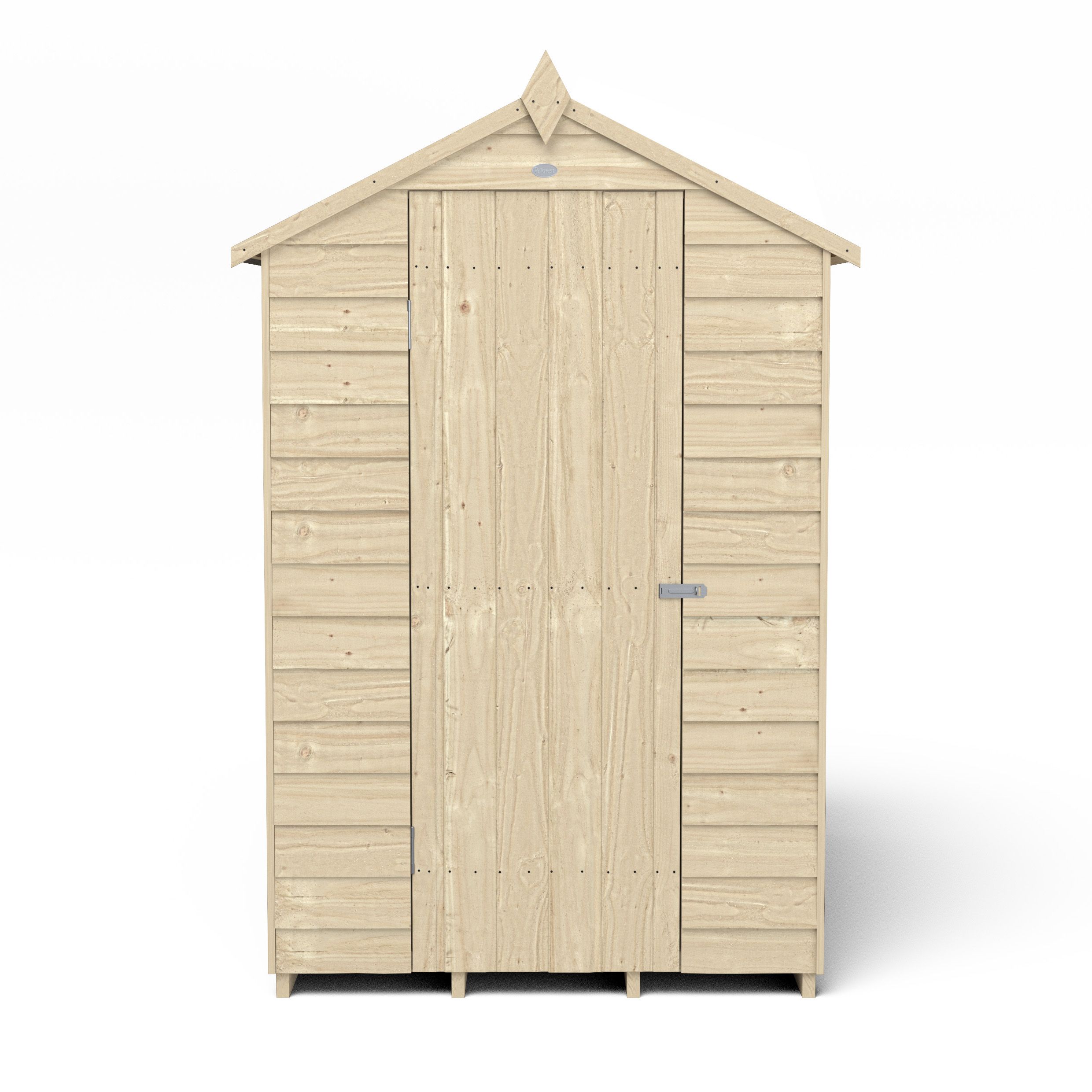 Forest Garden Overlap 6x4 ft Apex Wooden Pressure treated Shed with floor & 1 window (Base included)