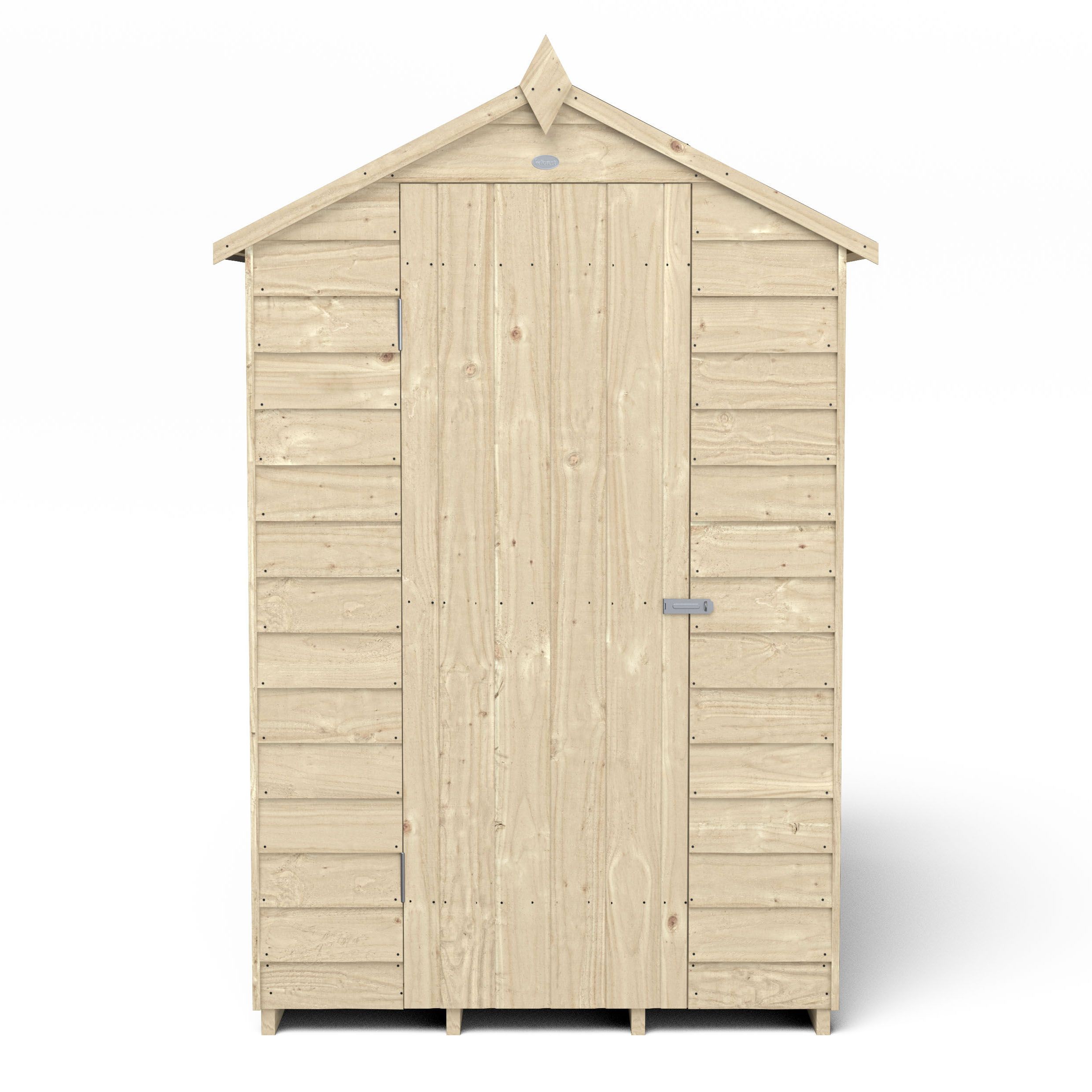 Forest Garden Overlap 6x4 ft Apex Wooden Pressure treated Shed with floor