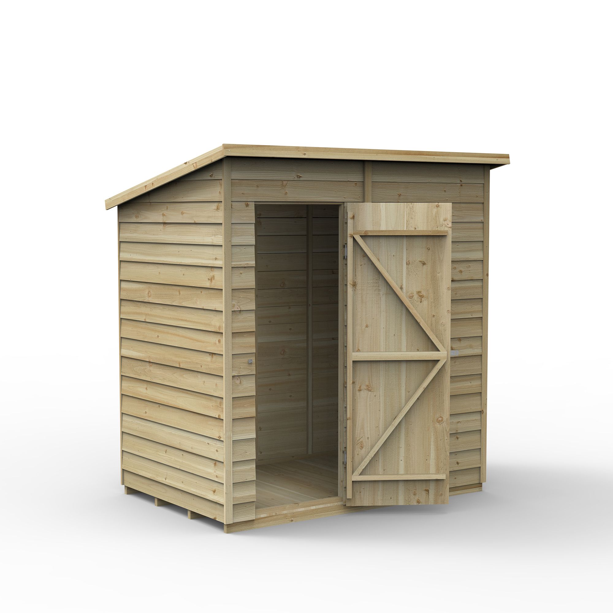Forest Garden Overlap 6x4 ft Pent Wooden Shed with floor - Assembly service included