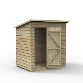 Forest Garden Overlap 6x4 ft Pent Wooden Shed with floor (Base included) - Assembly service included
