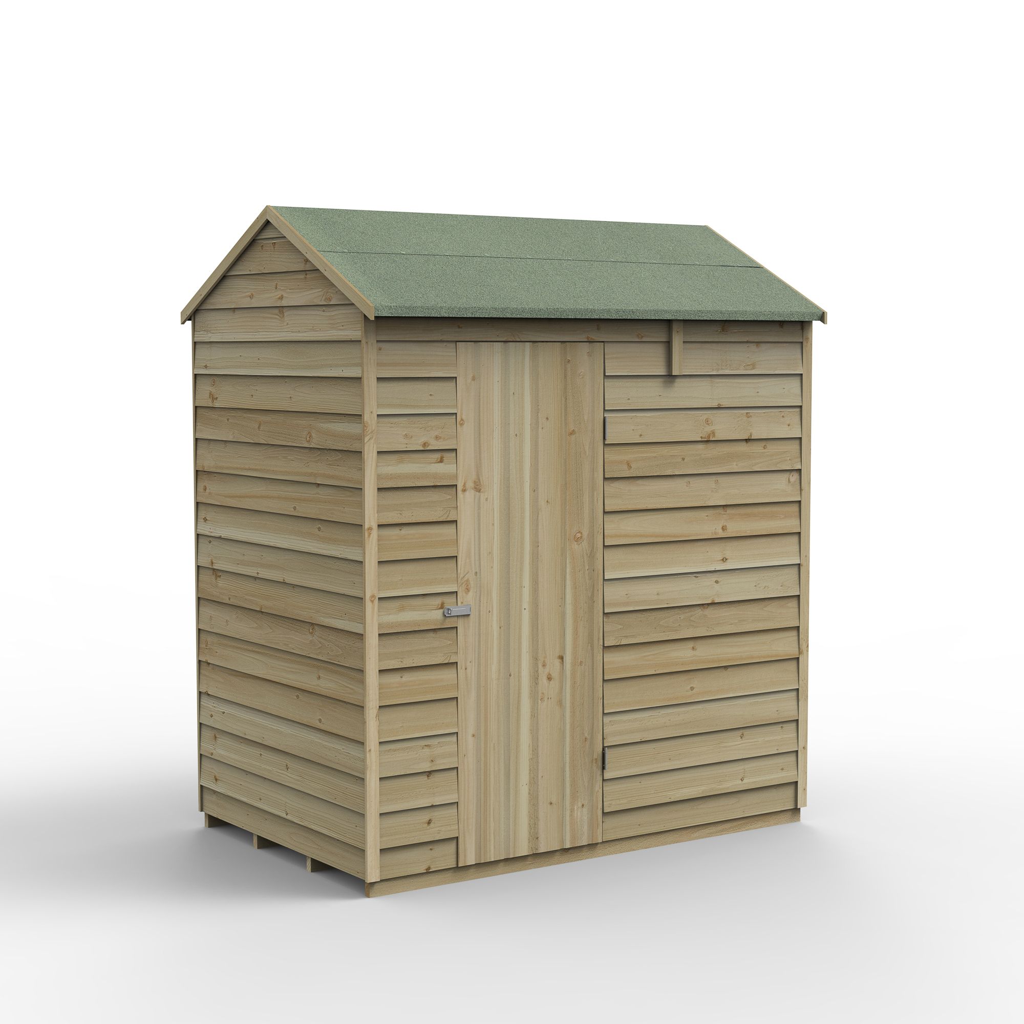 Forest Garden Overlap 6x4 ft Reverse apex Wooden Shed with floor - Assembly service included