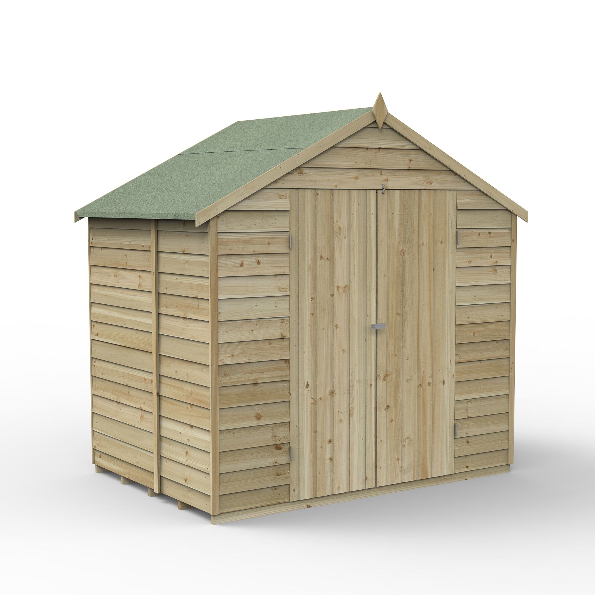 Forest Garden Overlap 7x5 ft Apex Wooden 2 door Shed with floor - Assembly service included