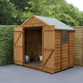 Forest Garden Overlap 7x5 ft Apex Wooden Dip treated 2 door Shed with floor & 1 window - Assembly service included