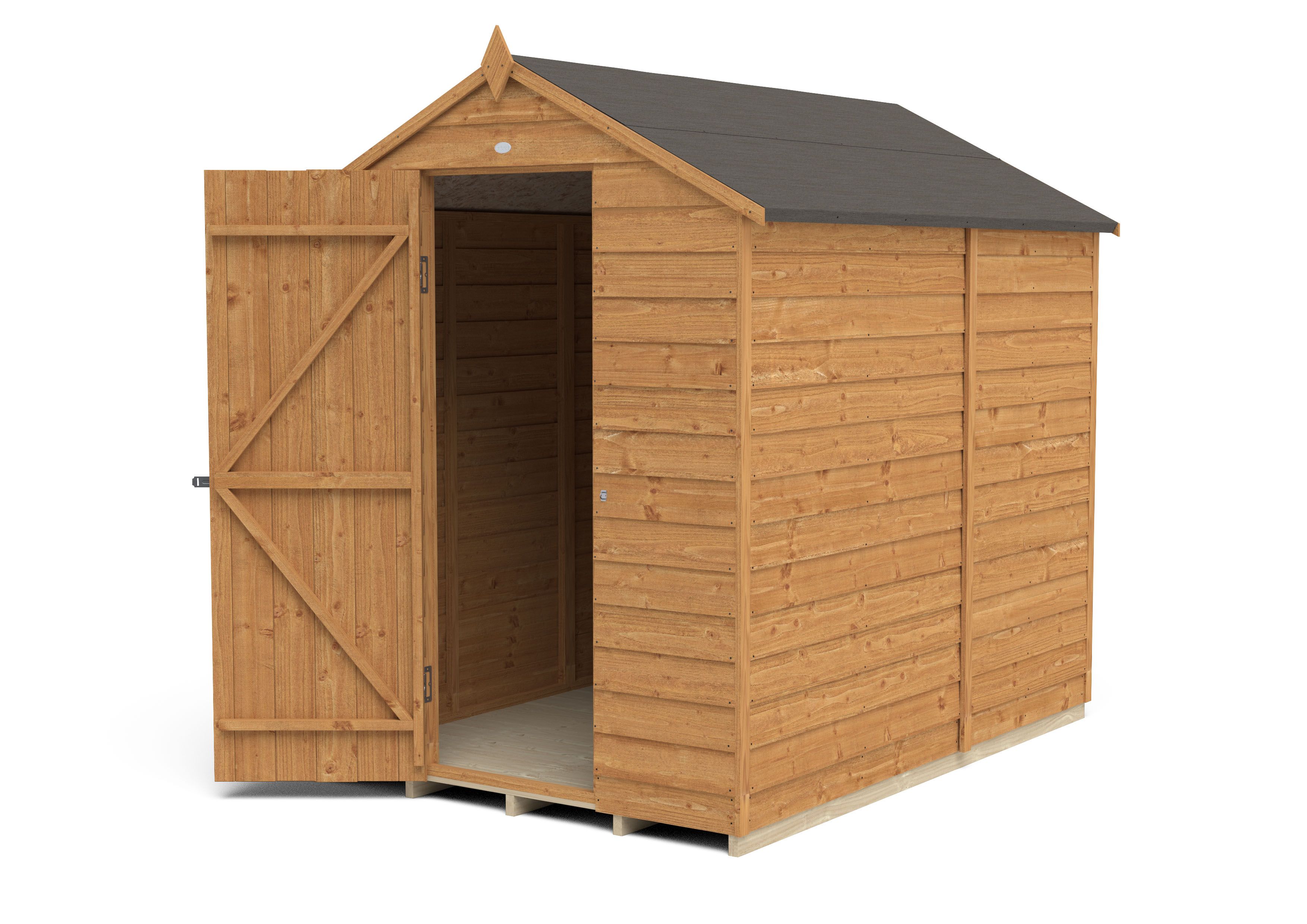 Forest Garden Overlap 7x5 ft Apex Wooden Dip treated Shed with floor (Base included) - Assembly service included