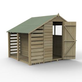 Forest Garden Overlap 7x5 ft Apex Wooden Pressure treated Shed with floor & 2 windows