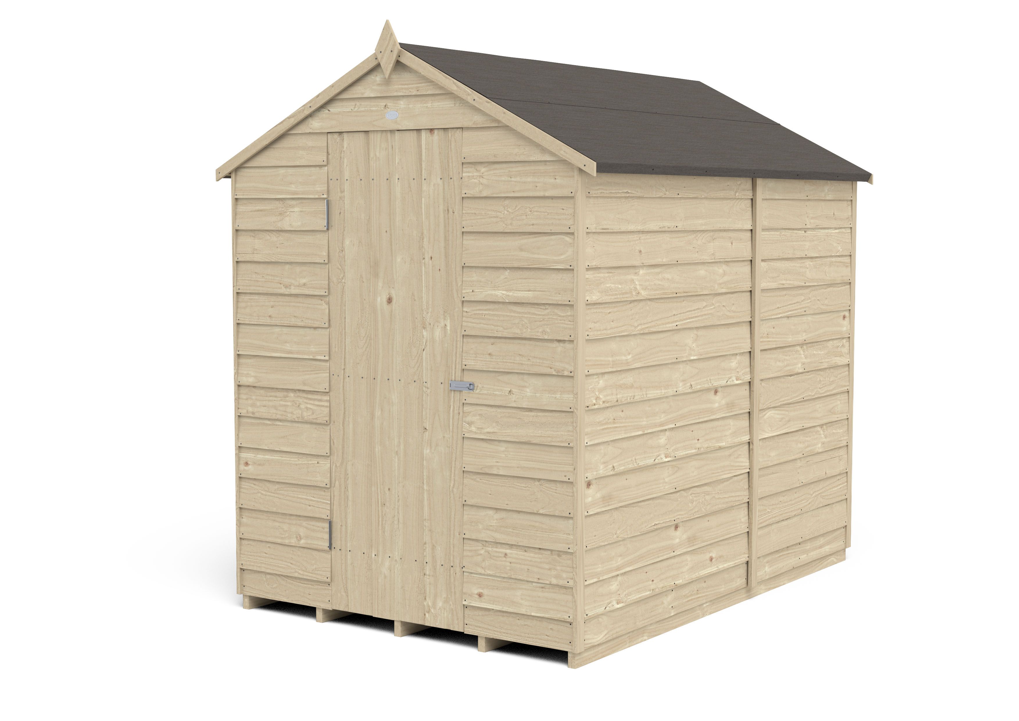 Forest Garden Overlap 7x5 ft Apex Wooden Pressure treated Shed with floor (Base included) - Assembly service included