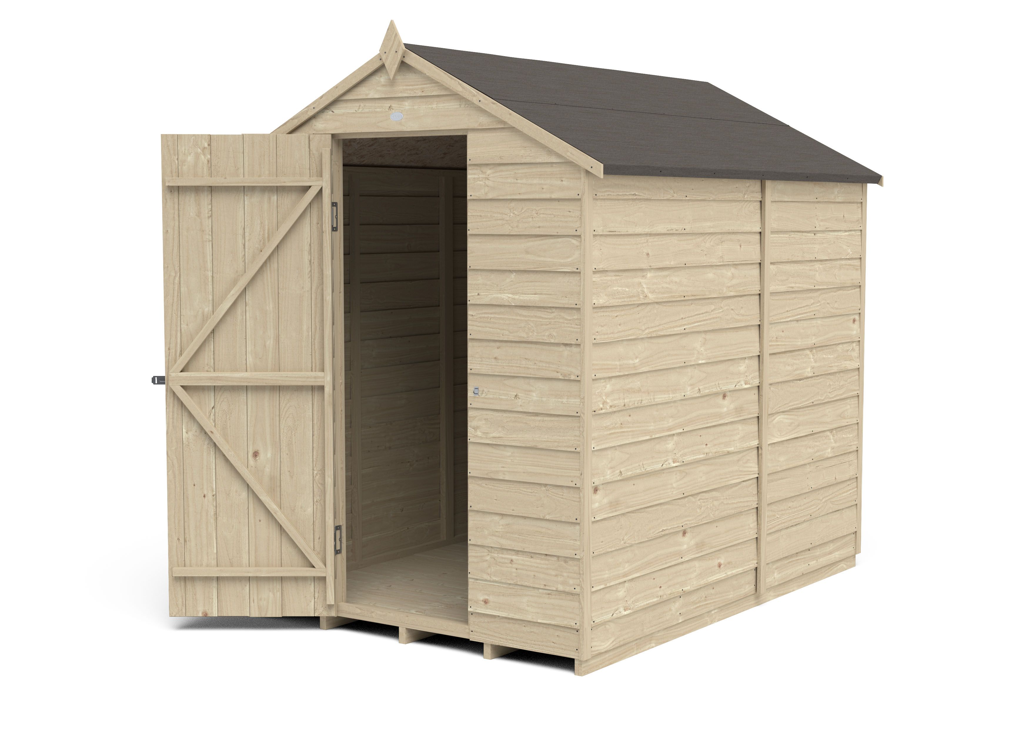 Forest Garden Overlap 7x5 ft Apex Wooden Pressure treated Shed with floor (Base included)