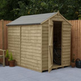 Forest Garden Overlap 7x5 ft Apex Wooden Pressure treated Shed with floor